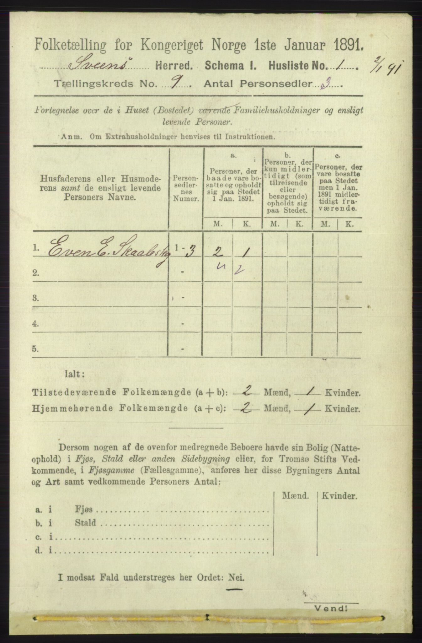 RA, 1891 census for 1216 Sveio, 1891, p. 2650