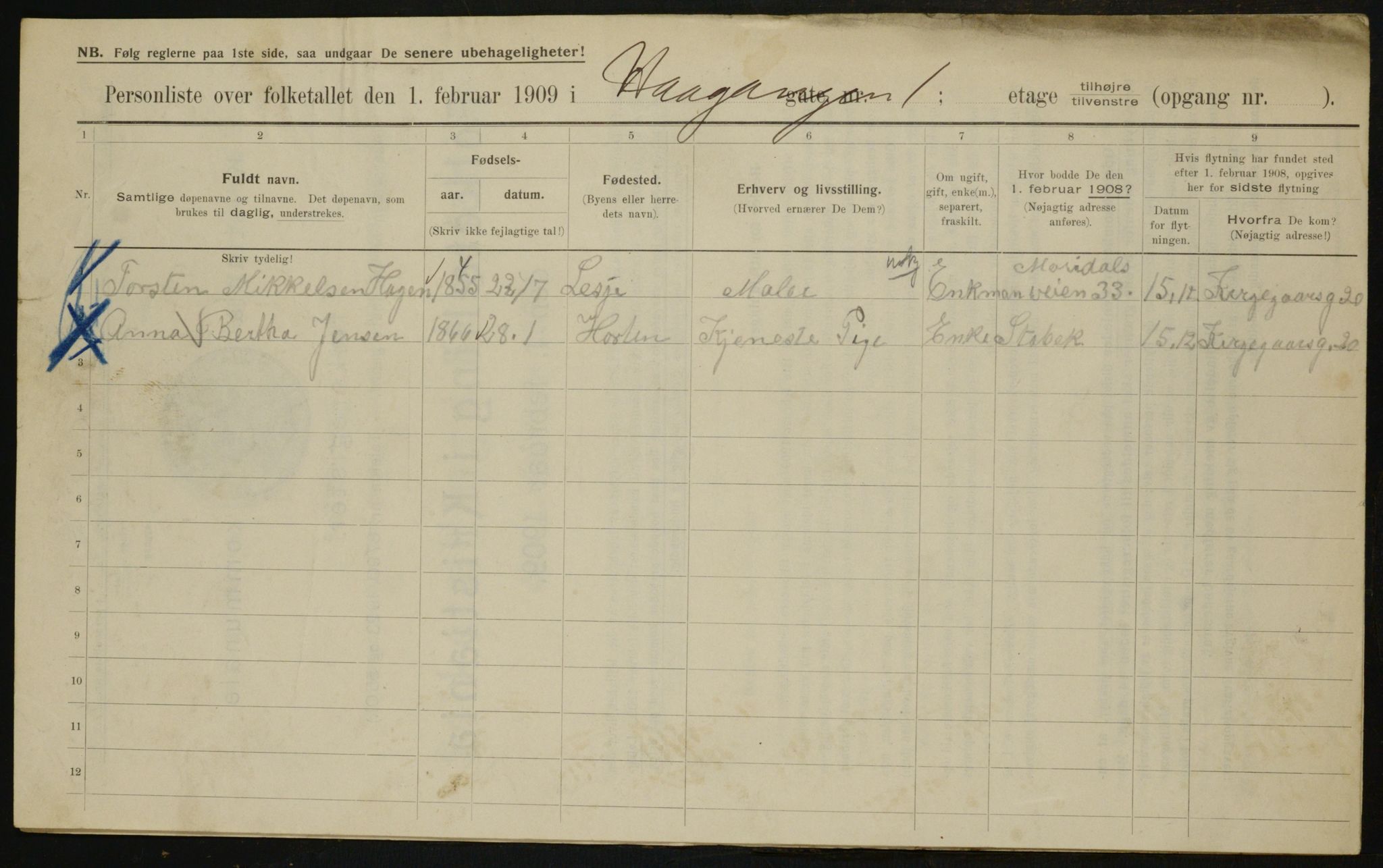 OBA, Municipal Census 1909 for Kristiania, 1909, p. 38779