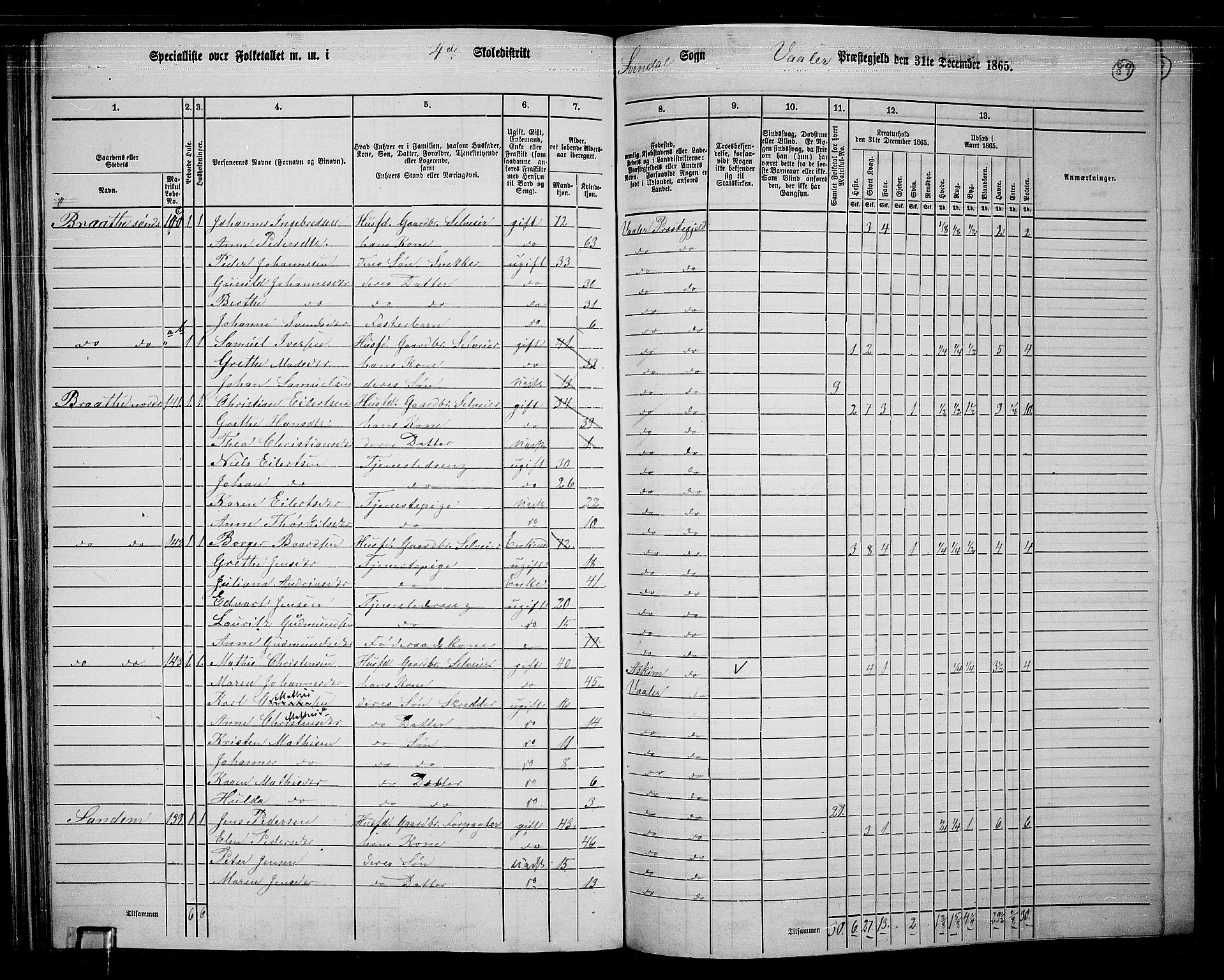 RA, 1865 census for Våler, 1865, p. 79