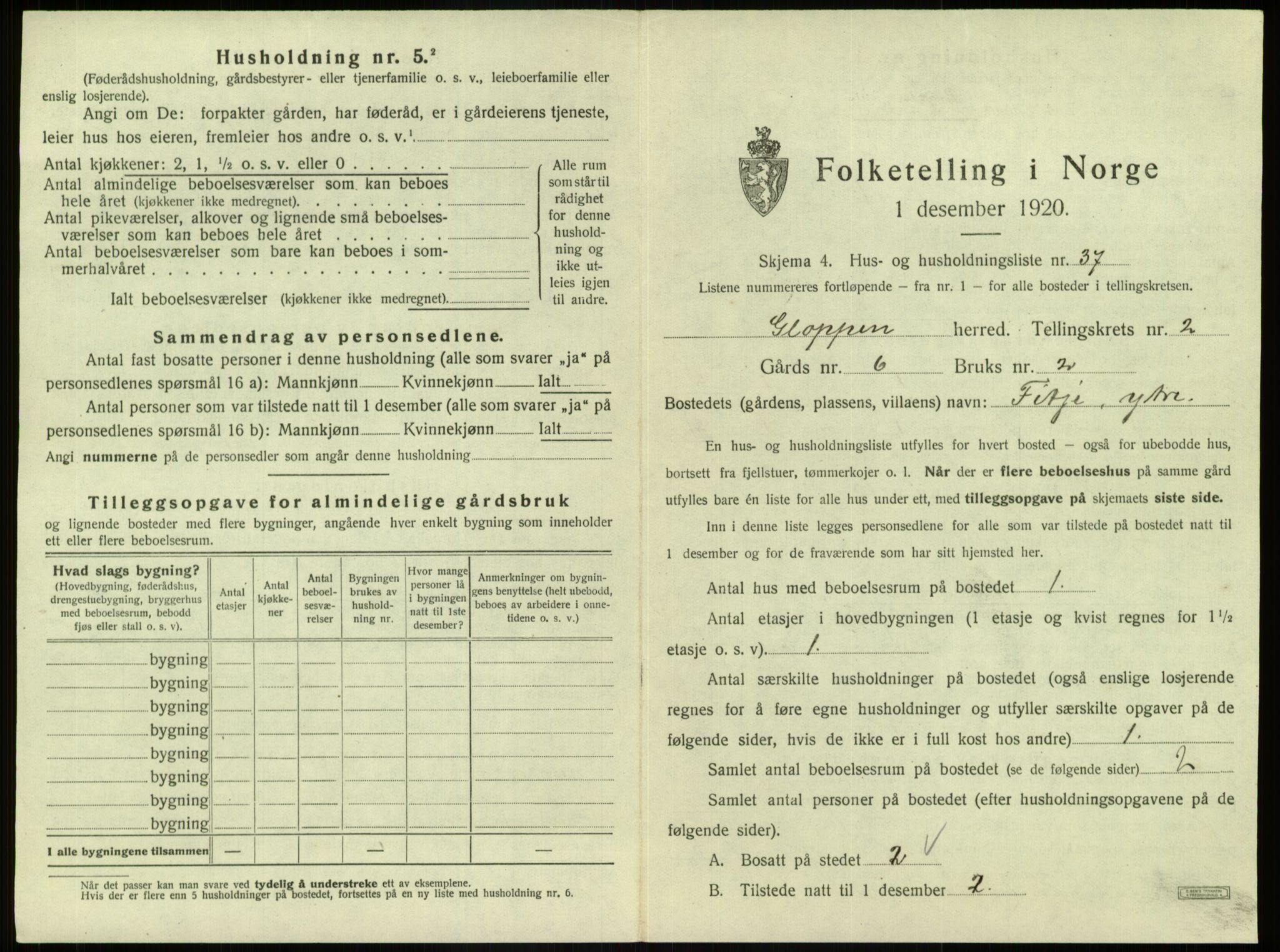 SAB, 1920 census for Gloppen, 1920, p. 146