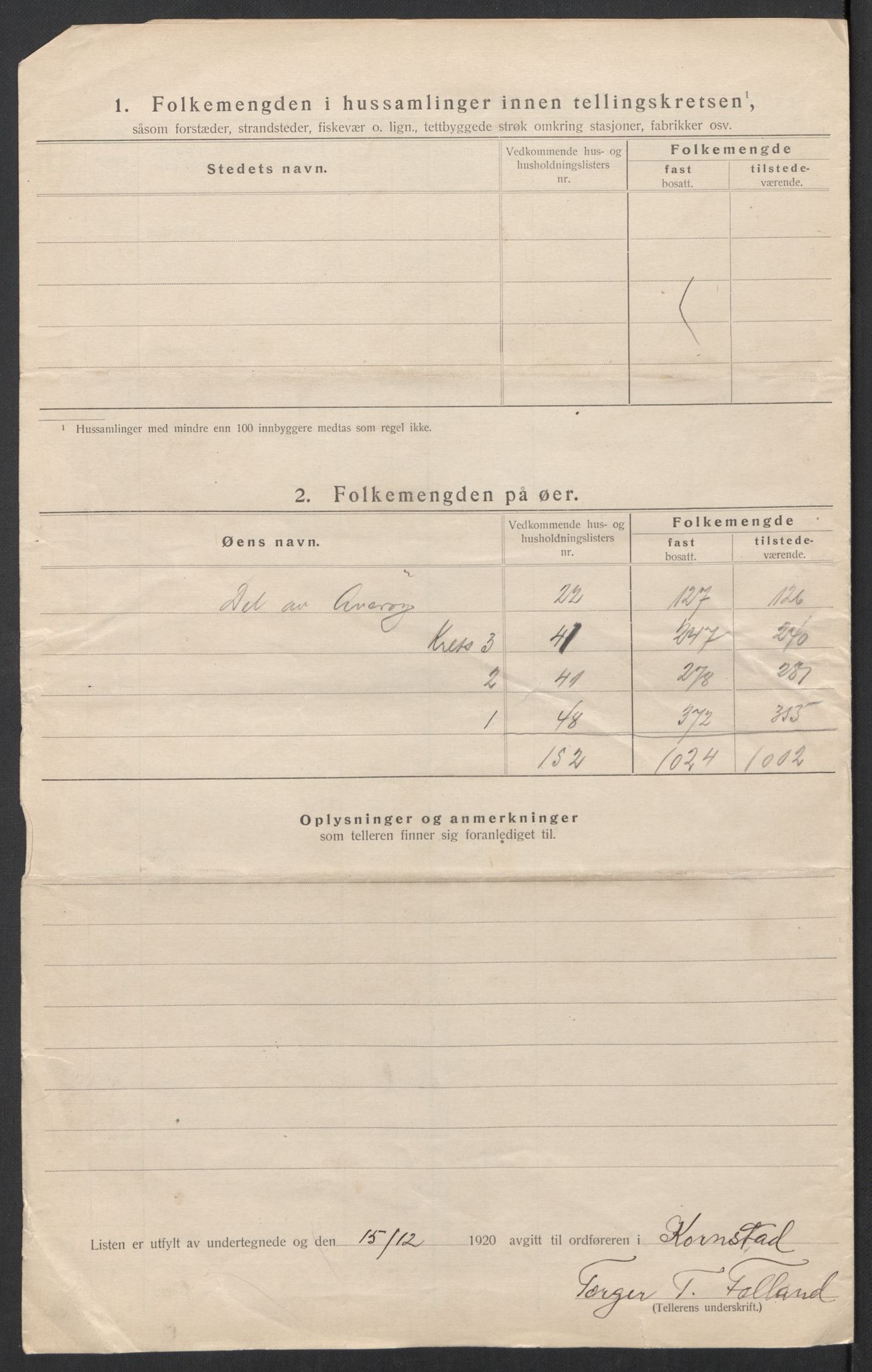 SAT, 1920 census for Kornstad, 1920, p. 17