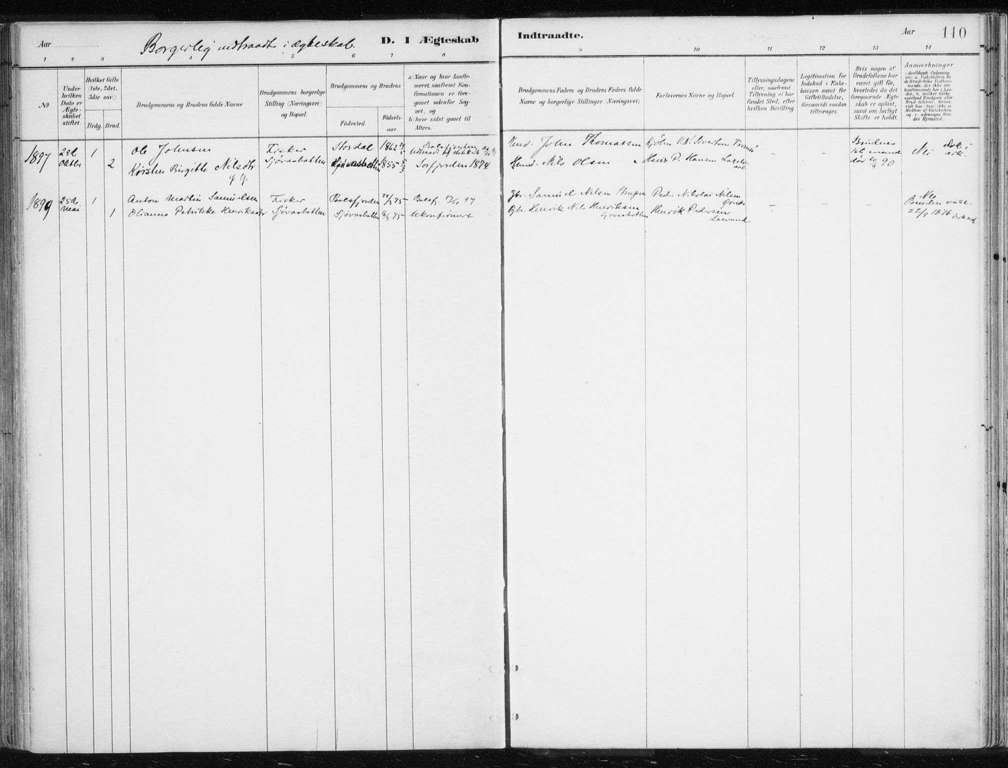 Lyngen sokneprestembete, SATØ/S-1289/H/He/Hea/L0010kirke: Parish register (official) no. 10, 1883-1904, p. 110