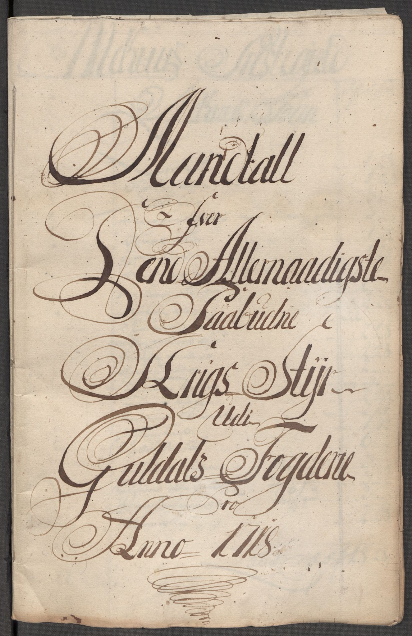 Rentekammeret inntil 1814, Reviderte regnskaper, Fogderegnskap, RA/EA-4092/R60/L3972: Fogderegnskap Orkdal og Gauldal, 1718, p. 57