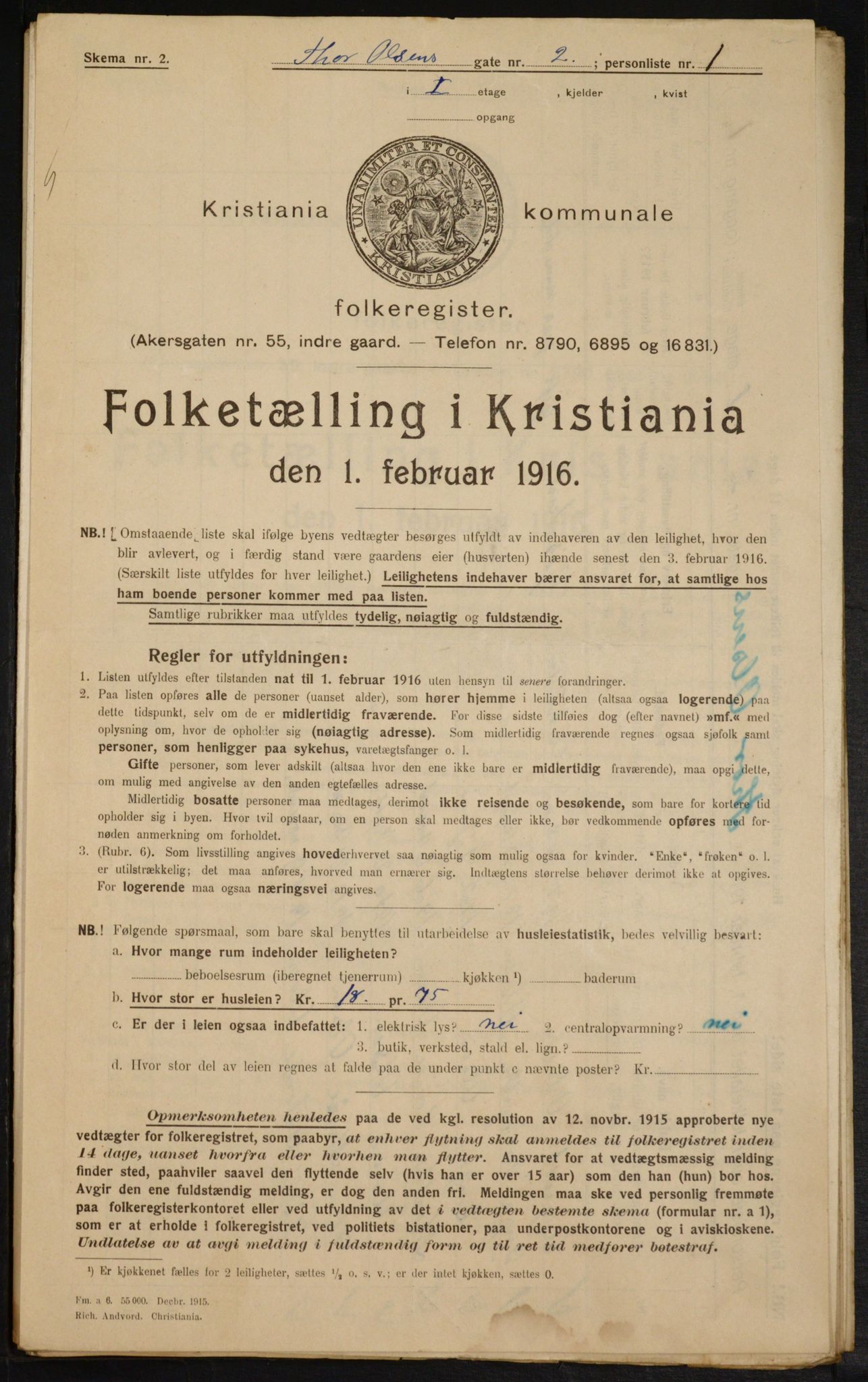 OBA, Municipal Census 1916 for Kristiania, 1916, p. 112357