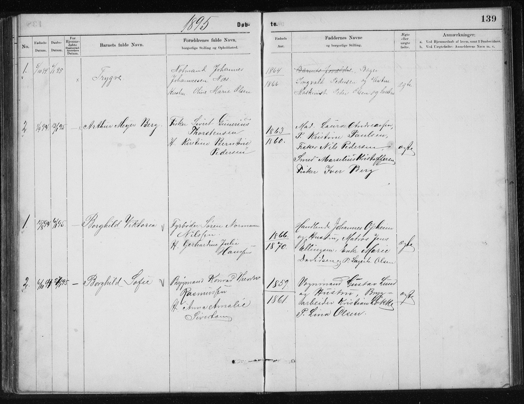 Ministerialprotokoller, klokkerbøker og fødselsregistre - Nordland, SAT/A-1459/801/L0032: Parish register (copy) no. 801C07, 1889-1897, p. 139