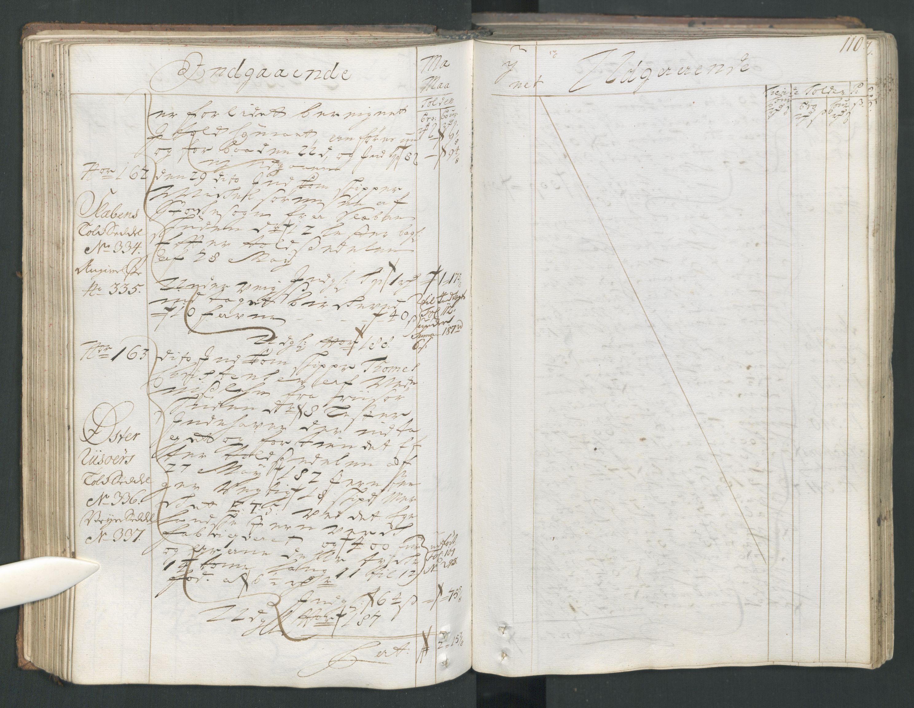 Generaltollkammeret, tollregnskaper, RA/EA-5490/R15/L0013/0001: Tollregnskaper Arendal / Hovedtollbok, 1733, p. 109b-110a