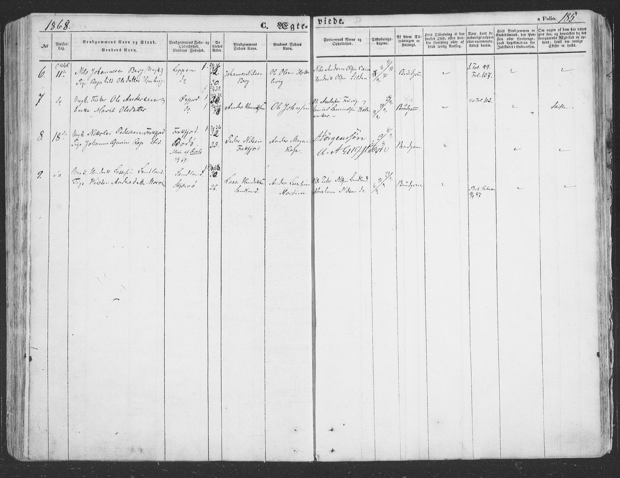 Loppa sokneprestkontor, AV/SATØ-S-1339/H/Ha/L0004kirke: Parish register (official) no. 4, 1849-1868, p. 185