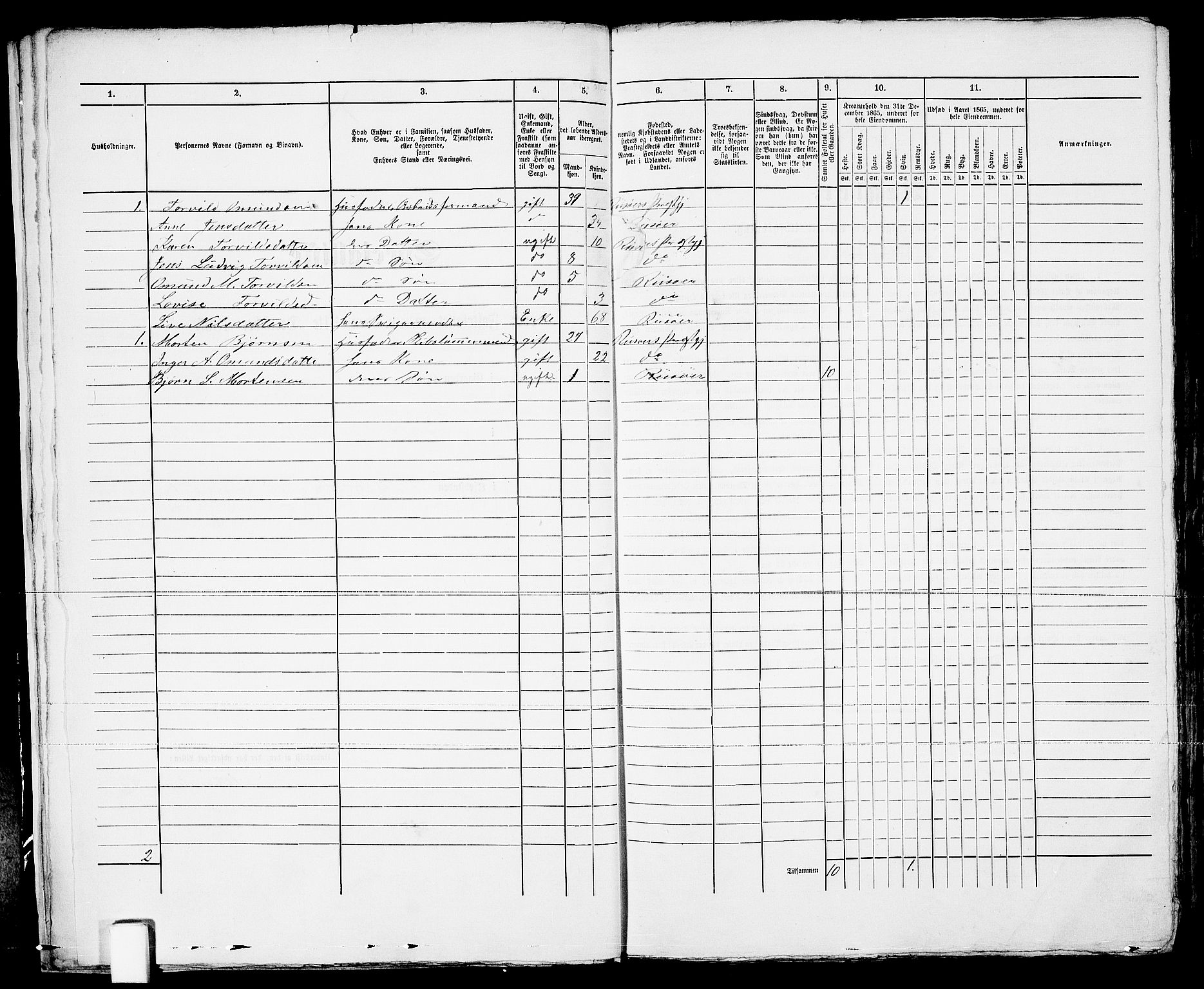 RA, 1865 census for Risør/Risør, 1865, p. 24