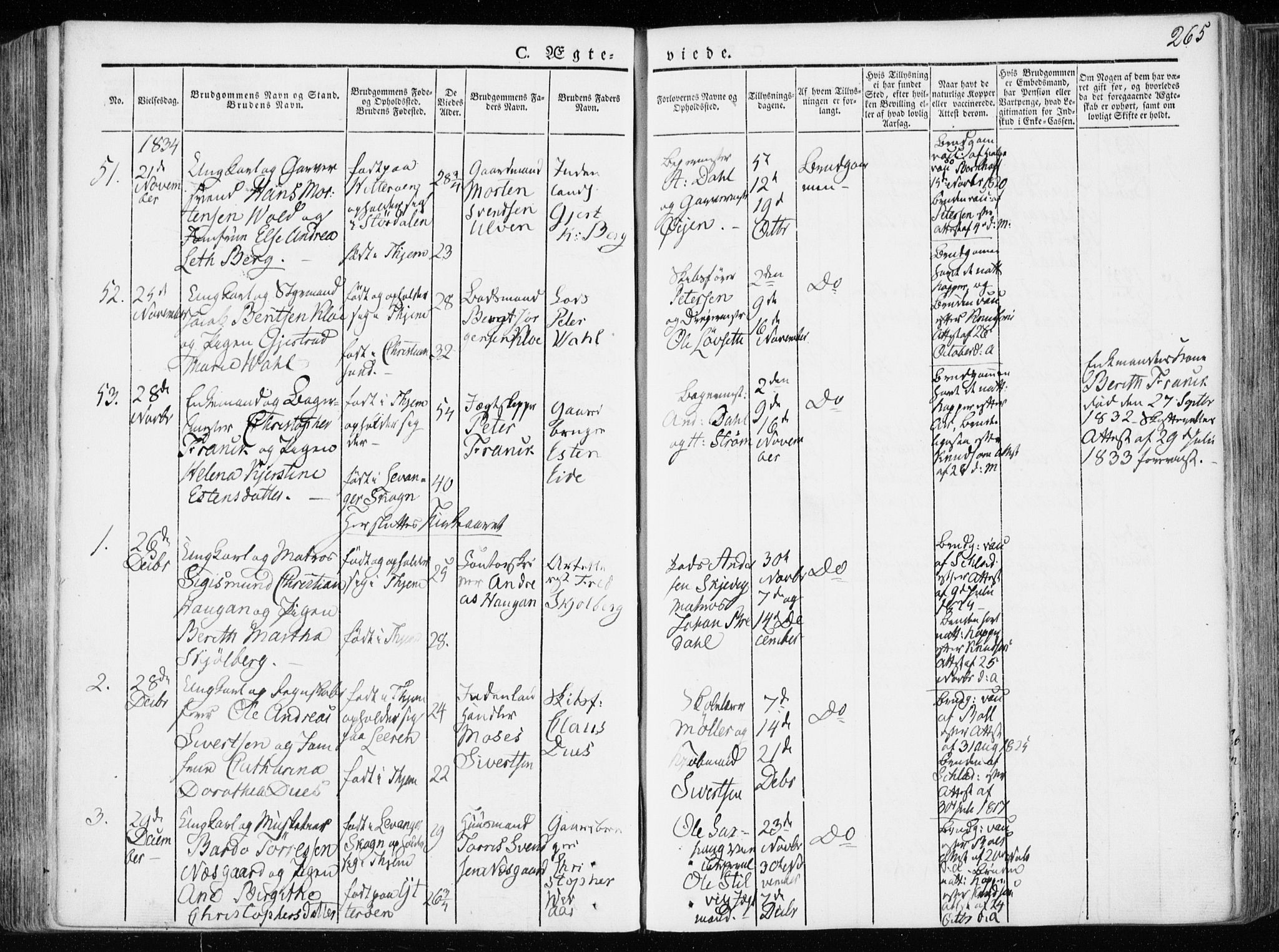 Ministerialprotokoller, klokkerbøker og fødselsregistre - Sør-Trøndelag, SAT/A-1456/601/L0047: Parish register (official) no. 601A15, 1831-1839, p. 265