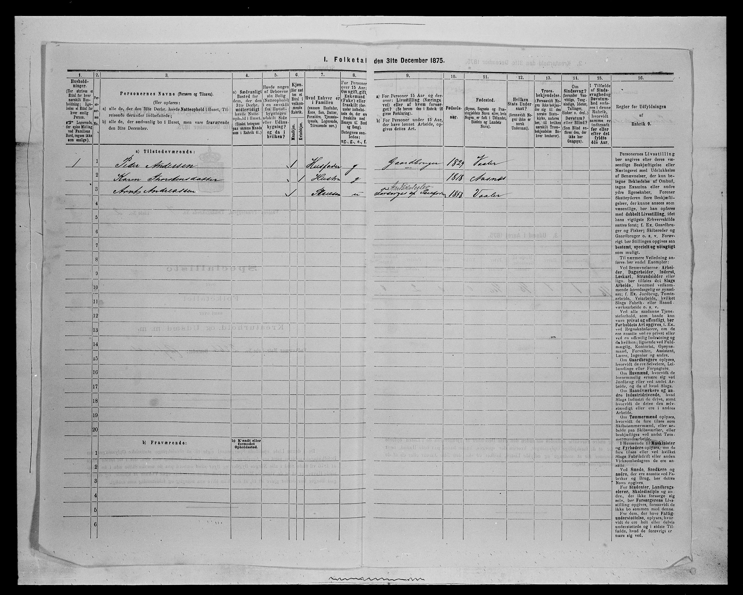 SAH, 1875 census for 0426P Våler parish (Hedmark), 1875, p. 883