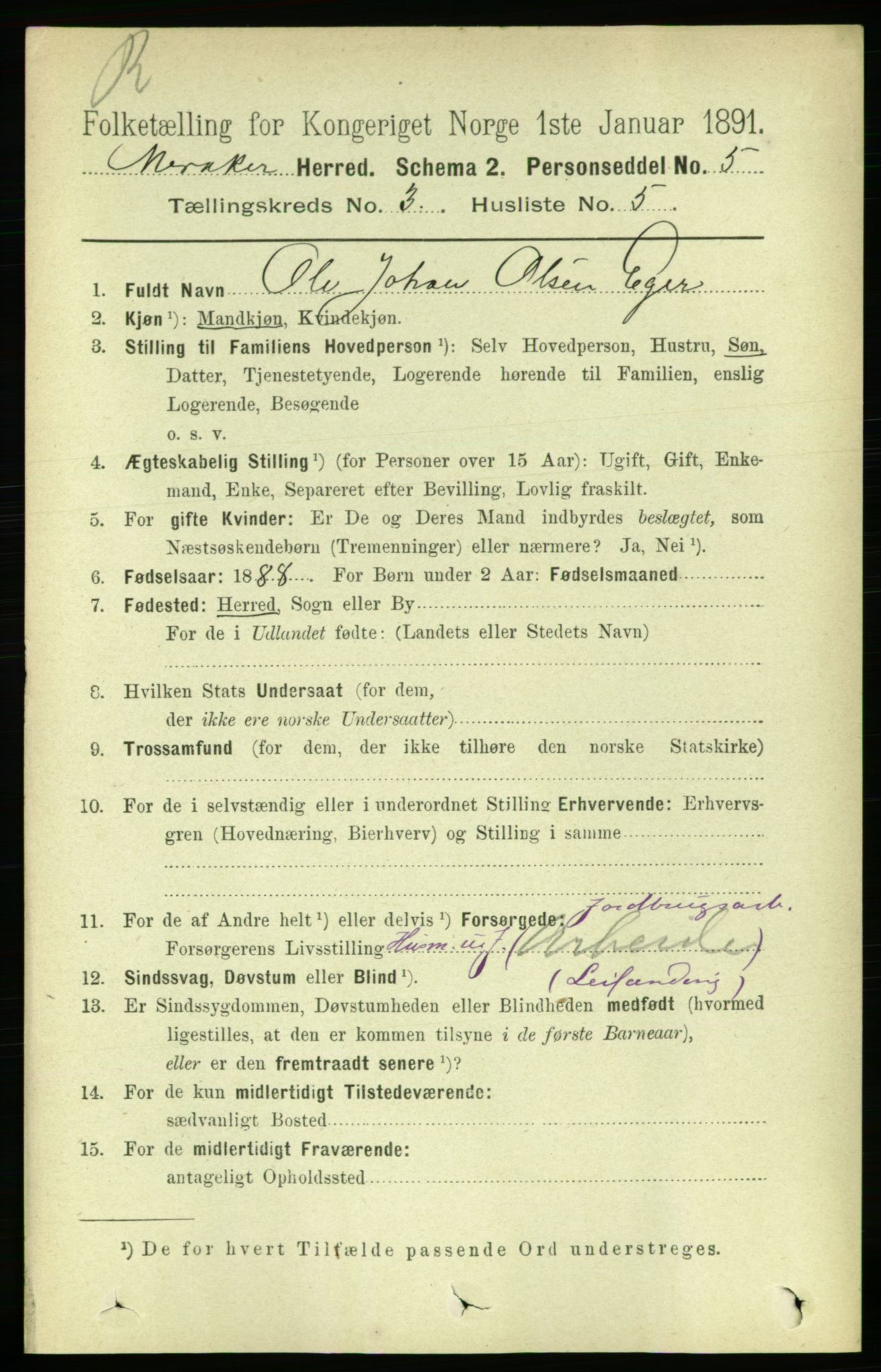 RA, 1891 census for 1711 Meråker, 1891, p. 1157