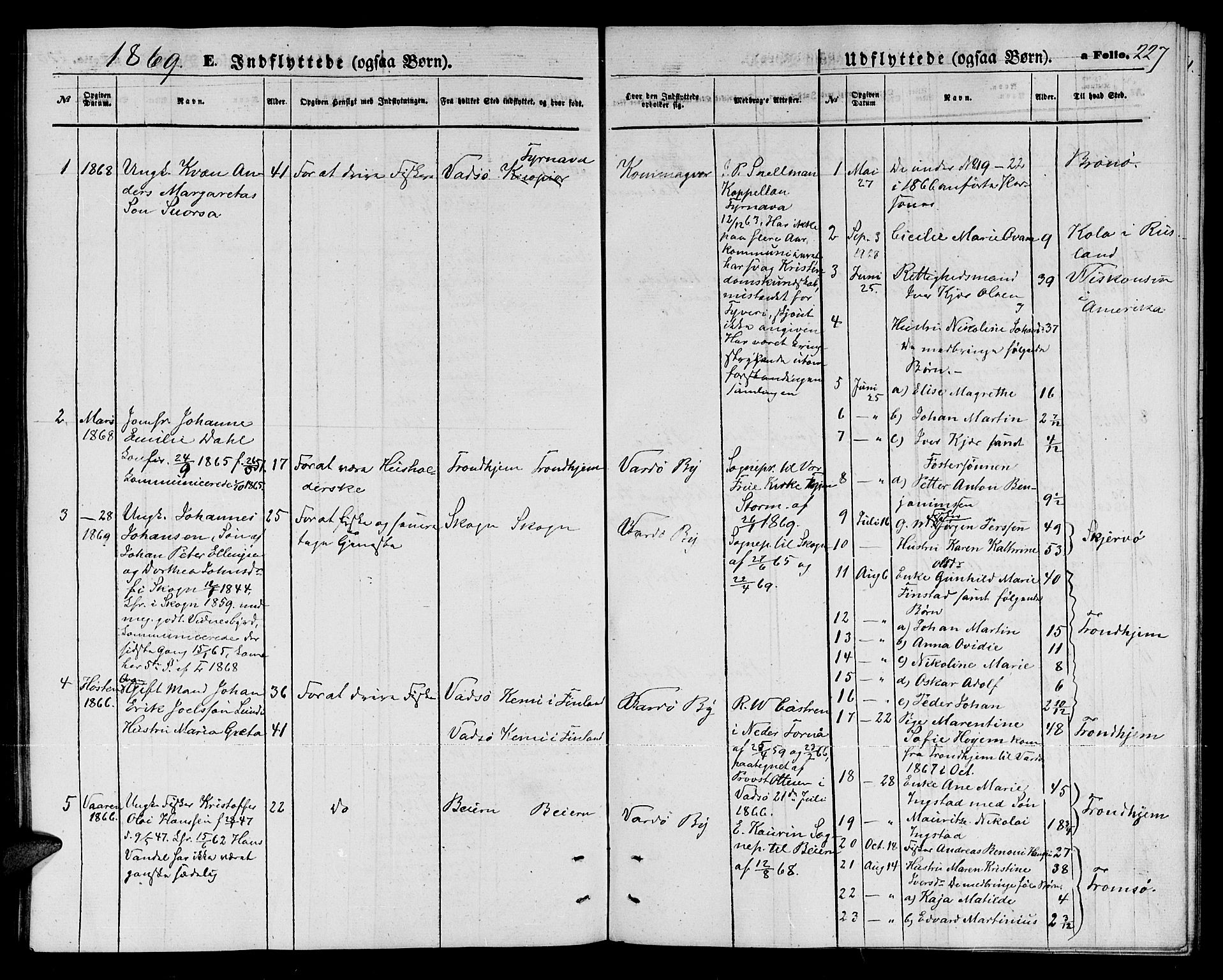Vardø sokneprestkontor, SATØ/S-1332/H/Hb/L0002klokker: Parish register (copy) no. 2, 1861-1870, p. 227
