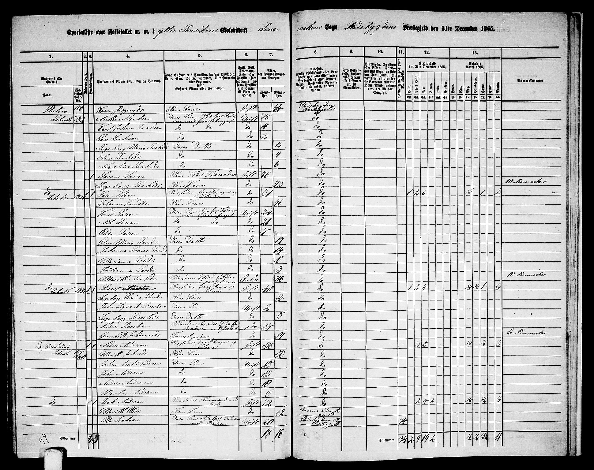 RA, 1865 census for Stadsbygd, 1865, p. 216