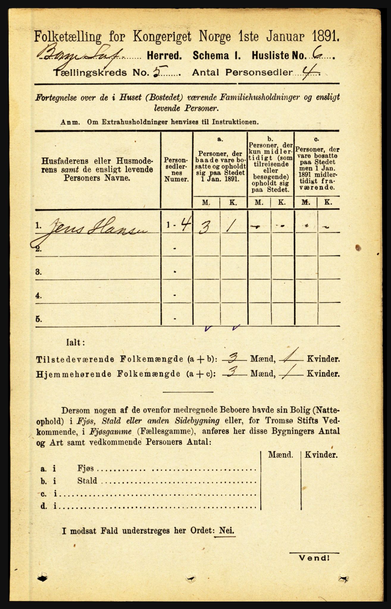 RA, 1891 census for 1862 Borge, 1891, p. 2950