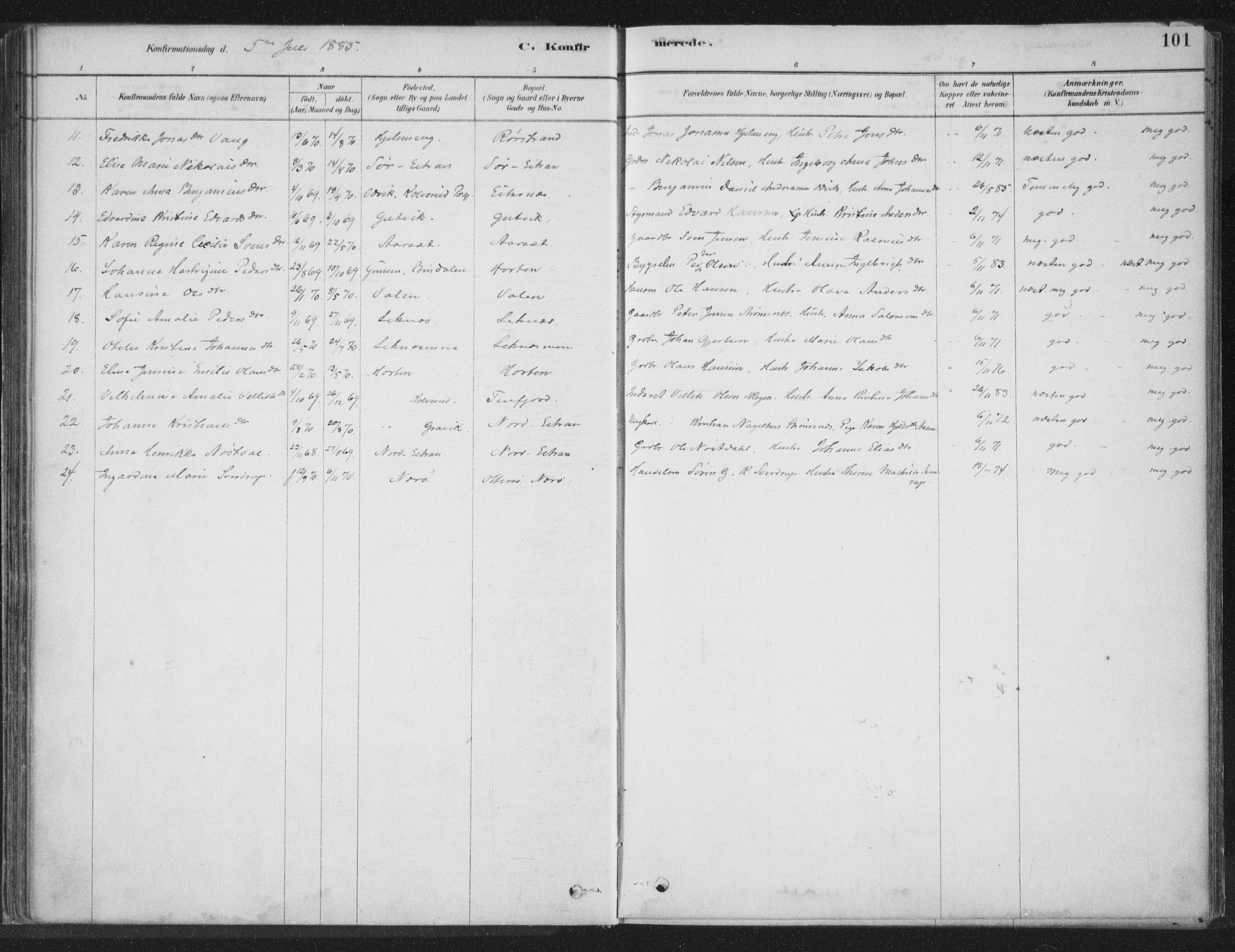 Ministerialprotokoller, klokkerbøker og fødselsregistre - Nord-Trøndelag, SAT/A-1458/788/L0697: Parish register (official) no. 788A04, 1878-1902, p. 101