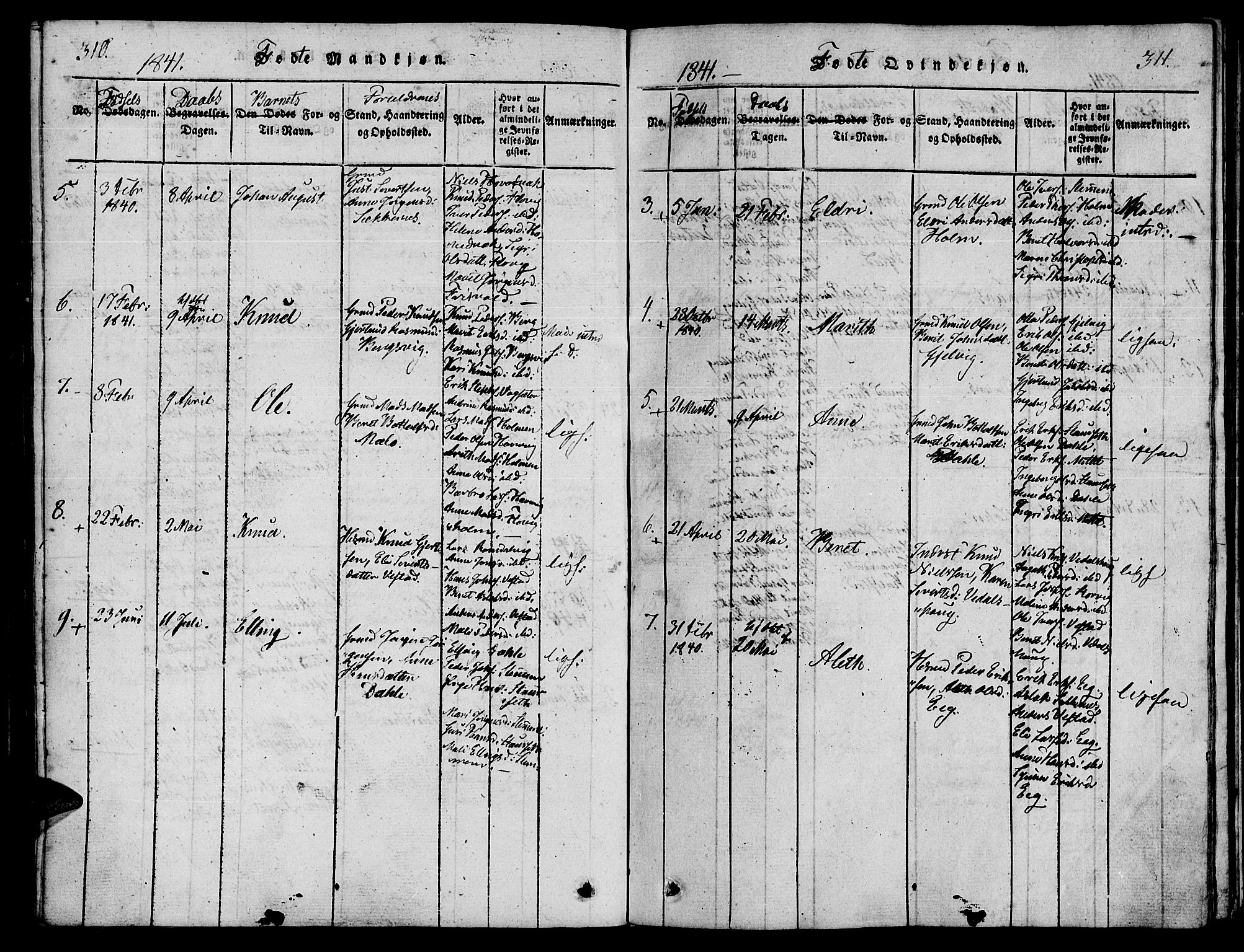 Ministerialprotokoller, klokkerbøker og fødselsregistre - Møre og Romsdal, AV/SAT-A-1454/547/L0602: Parish register (official) no. 547A04, 1818-1845, p. 310-311