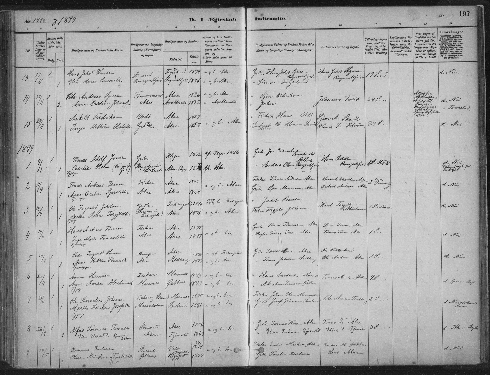 Kopervik sokneprestkontor, SAST/A-101850/H/Ha/Haa/L0004: Parish register (official) no. A 4, 1882-1905, p. 197