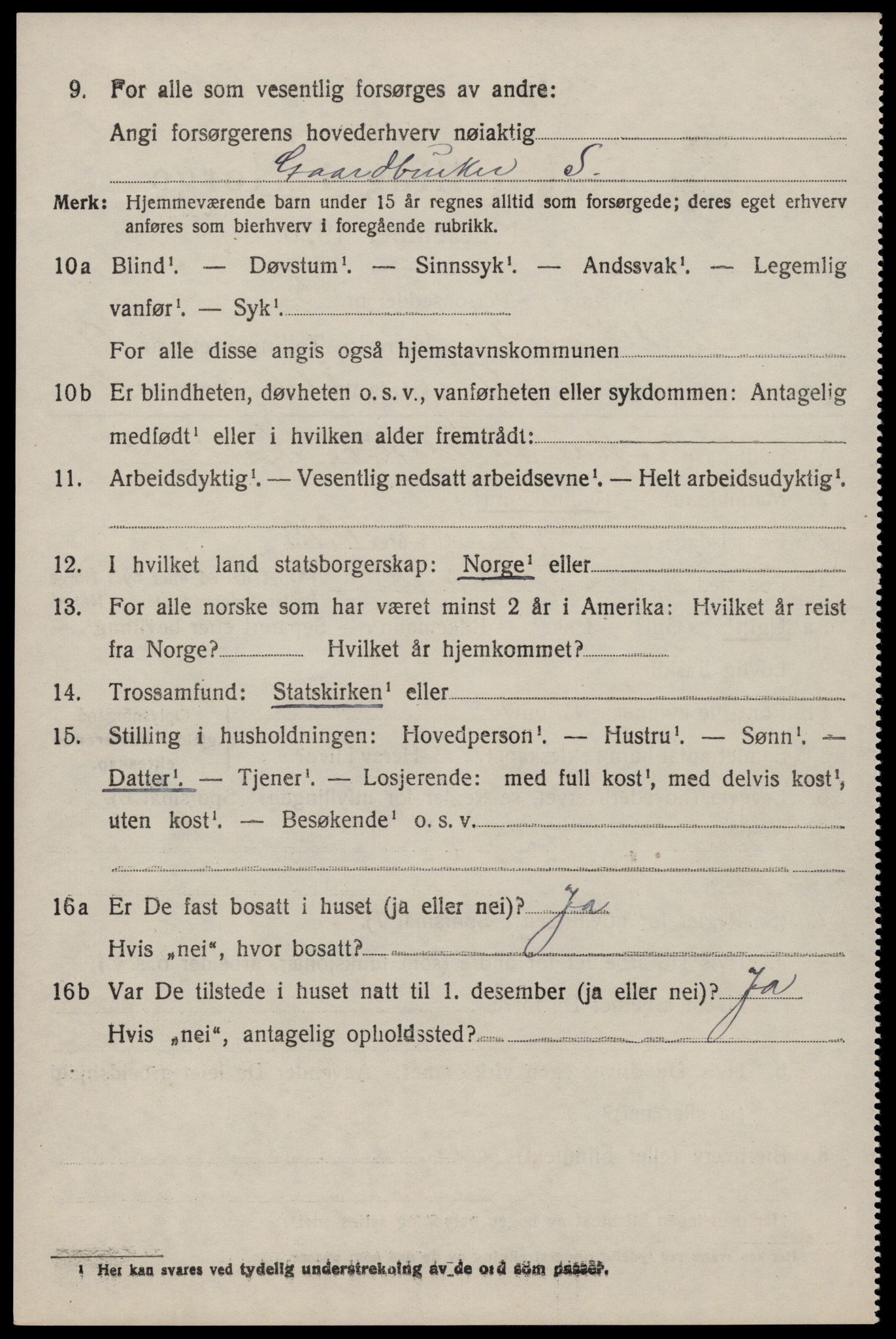 SAST, 1920 census for Nedstrand, 1920, p. 3338