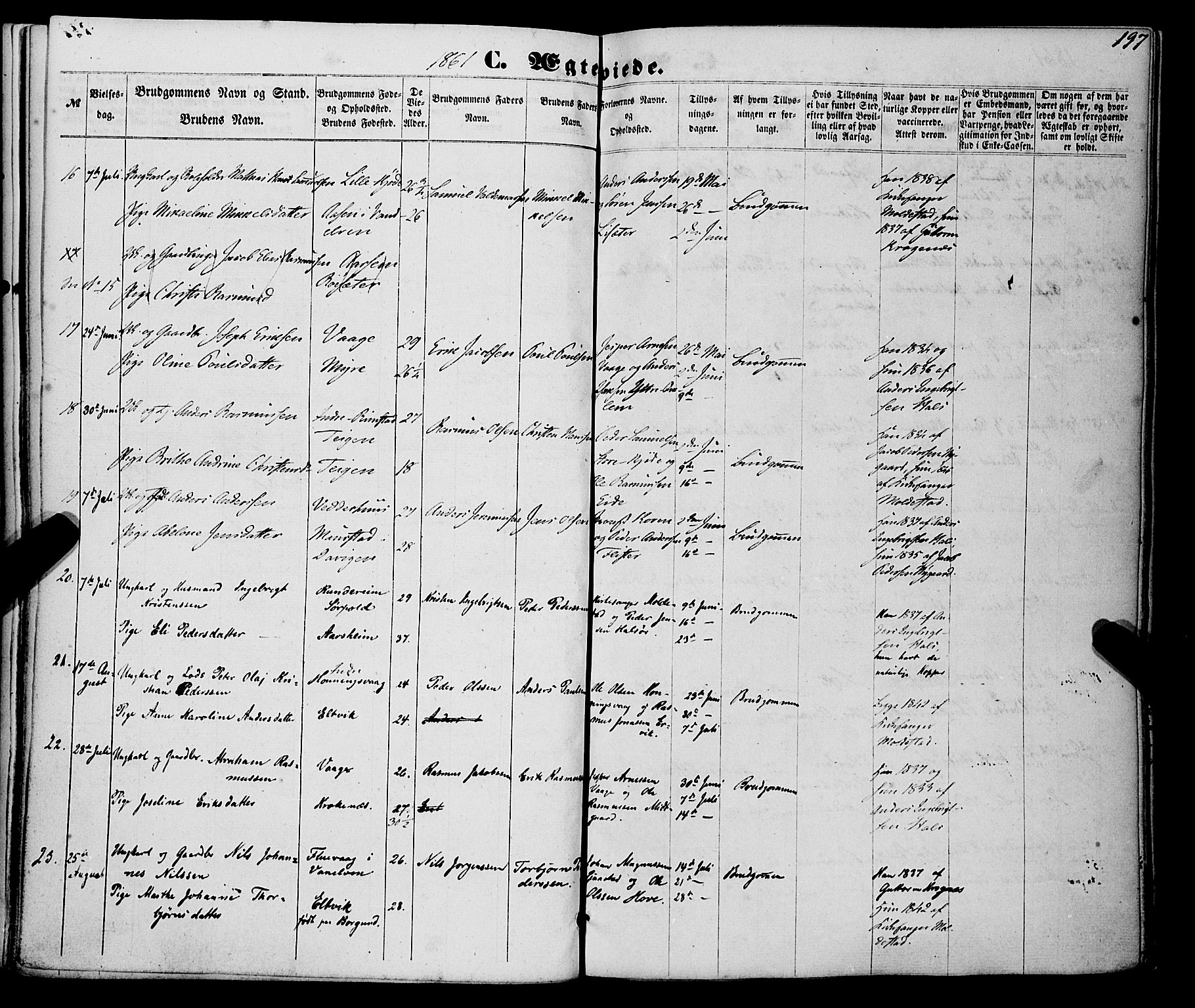 Selje sokneprestembete, AV/SAB-A-99938/H/Ha/Haa/Haaa: Parish register (official) no. A 11, 1858-1870, p. 197