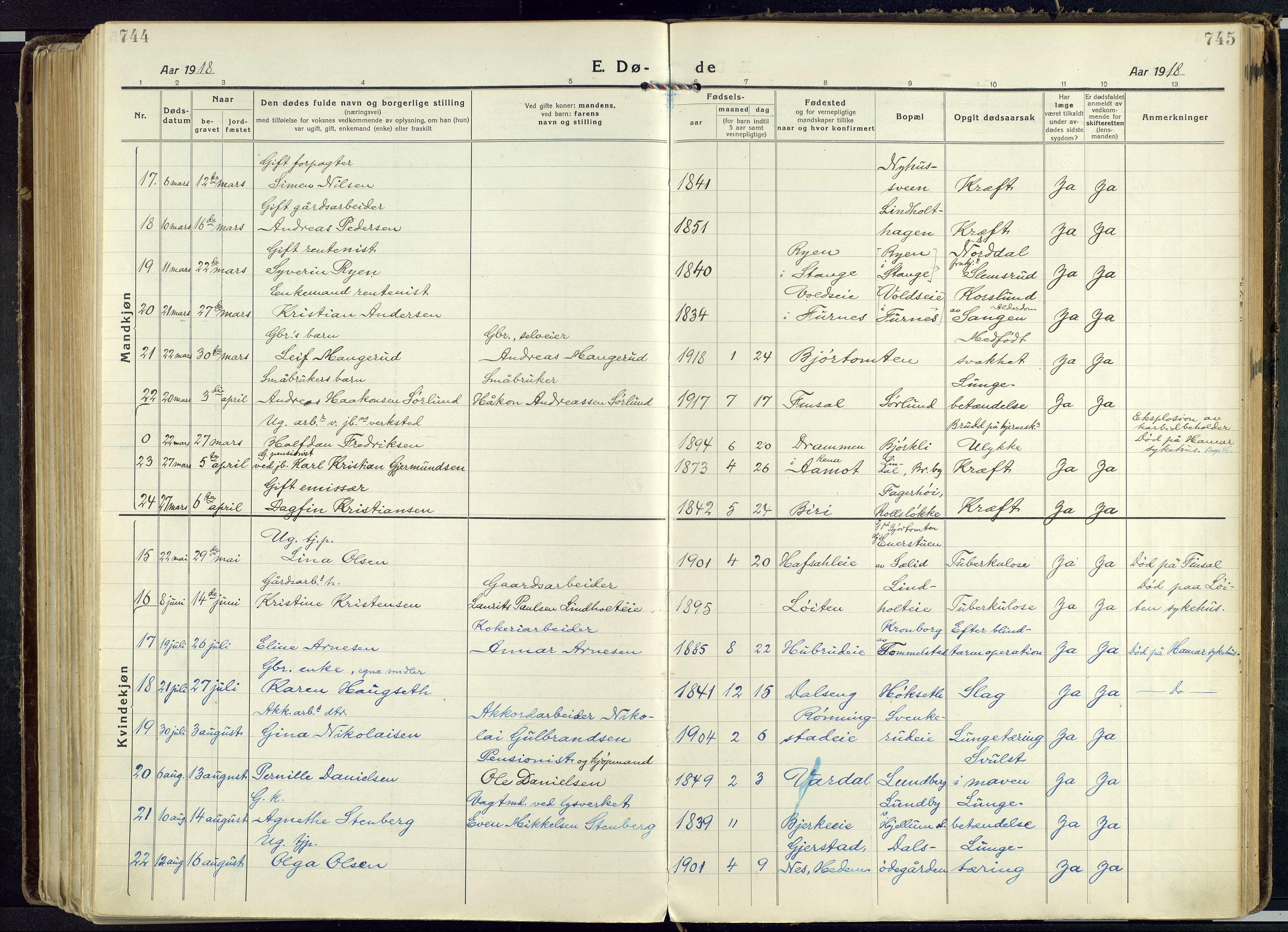 Vang prestekontor, Hedmark, AV/SAH-PREST-008/H/Ha/Haa/L0022: Parish register (official) no. 22, 1918-1944, p. 744-745