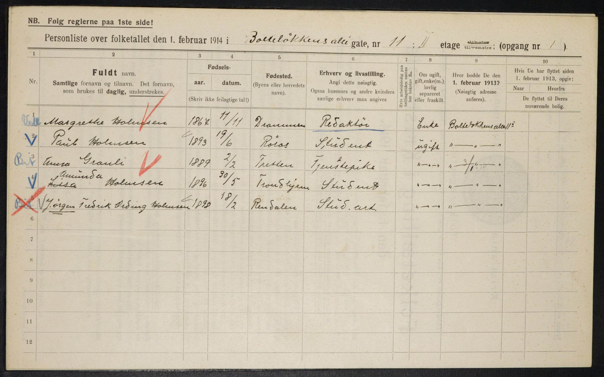 OBA, Municipal Census 1914 for Kristiania, 1914, p. 7693