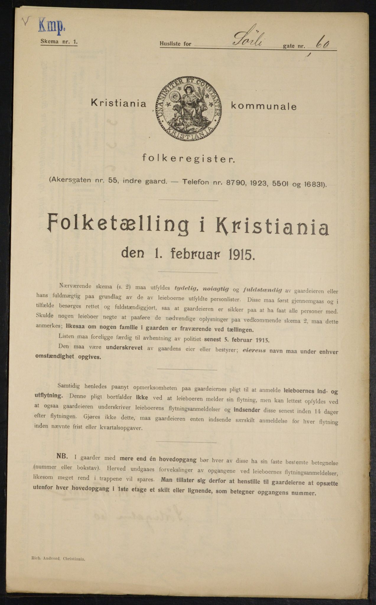 OBA, Municipal Census 1915 for Kristiania, 1915, p. 107158