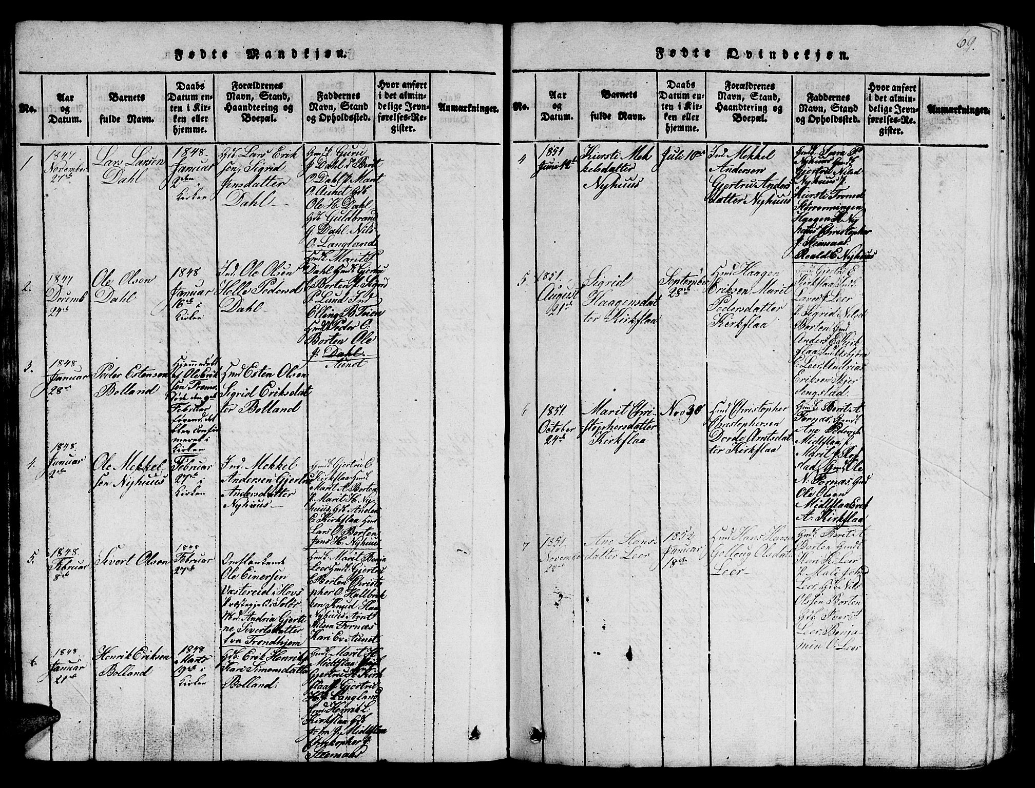 Ministerialprotokoller, klokkerbøker og fødselsregistre - Sør-Trøndelag, SAT/A-1456/693/L1121: Parish register (copy) no. 693C02, 1816-1869, p. 69