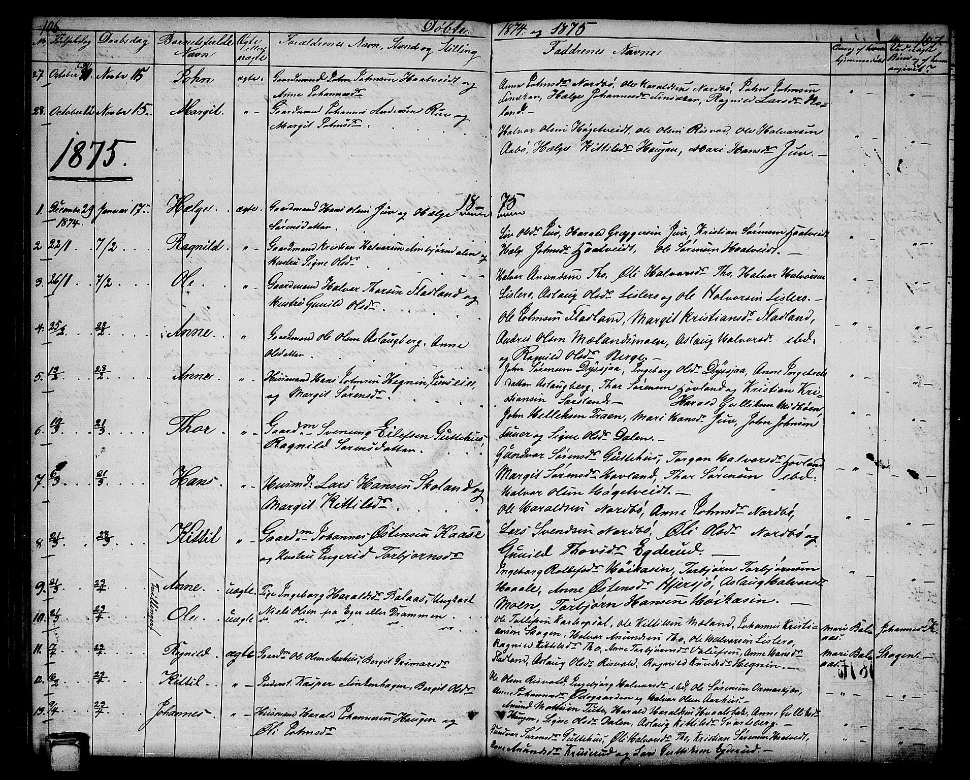 Hjartdal kirkebøker, SAKO/A-270/G/Ga/L0002: Parish register (copy) no. I 2, 1854-1888, p. 106-107