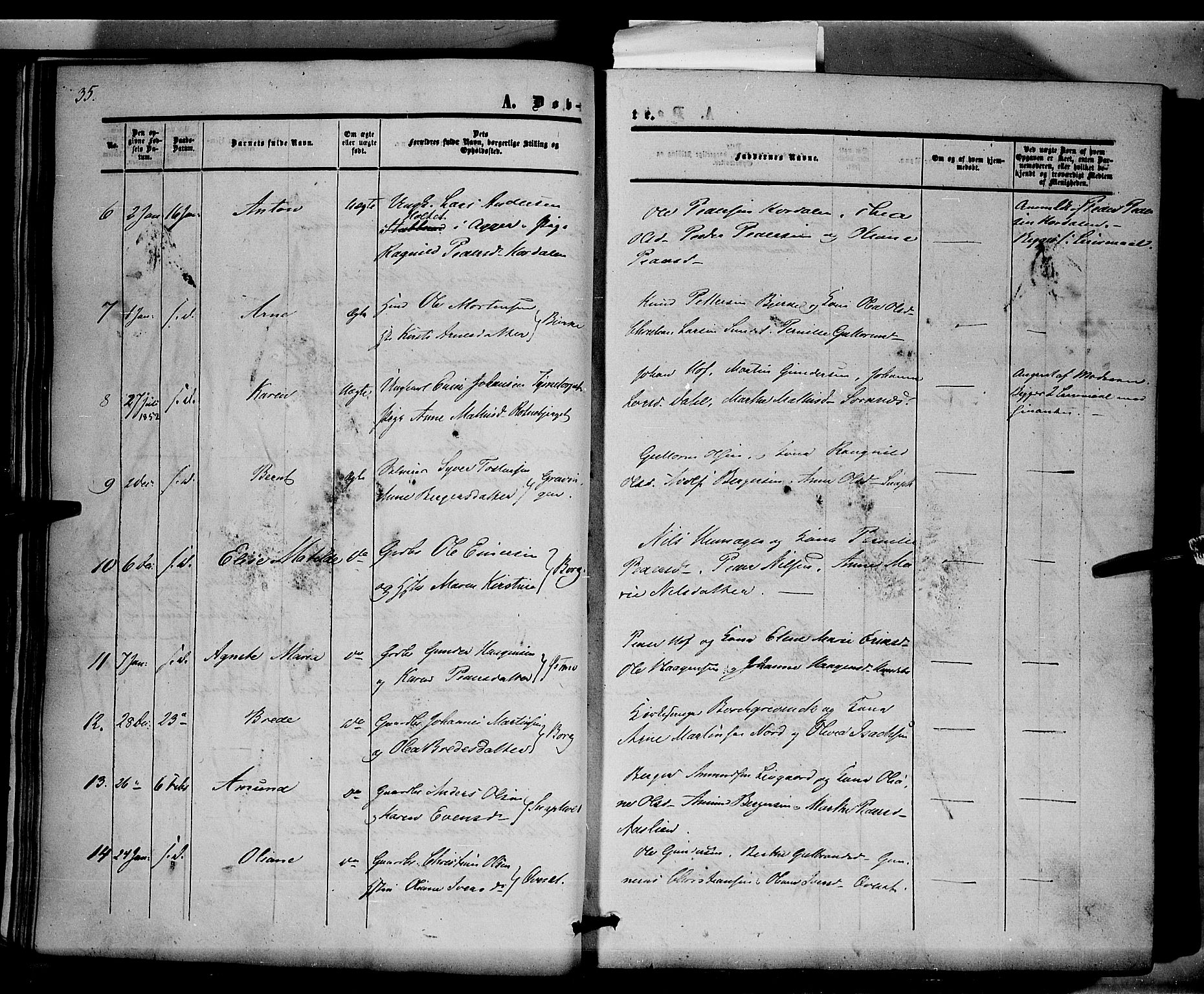 Hof prestekontor, AV/SAH-PREST-038/H/Ha/Haa/L0008: Parish register (official) no. 8, 1849-1861, p. 35