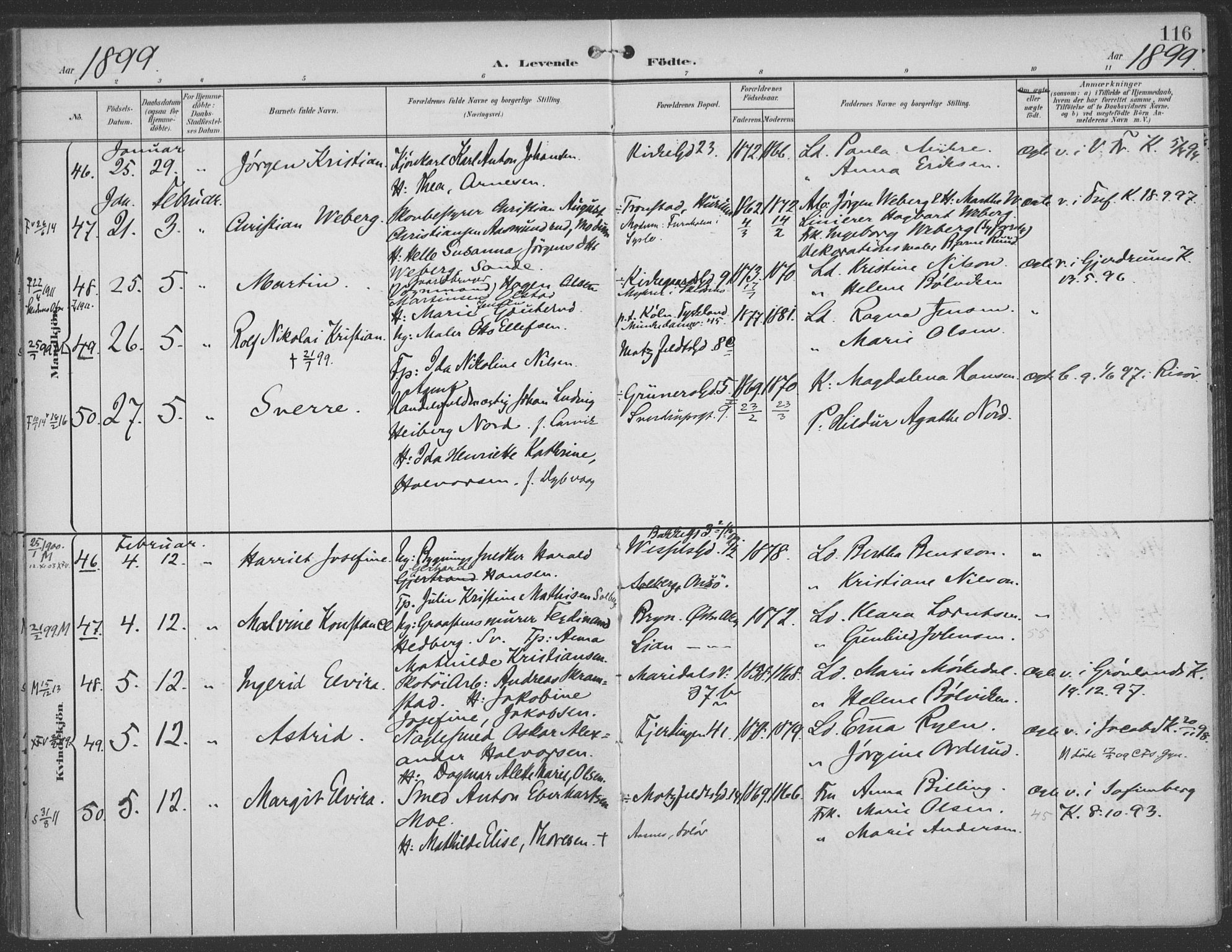 Rikshospitalet prestekontor Kirkebøker, SAO/A-10309b/F/L0011: Parish register (official) no. 11, 1898-1900, p. 116