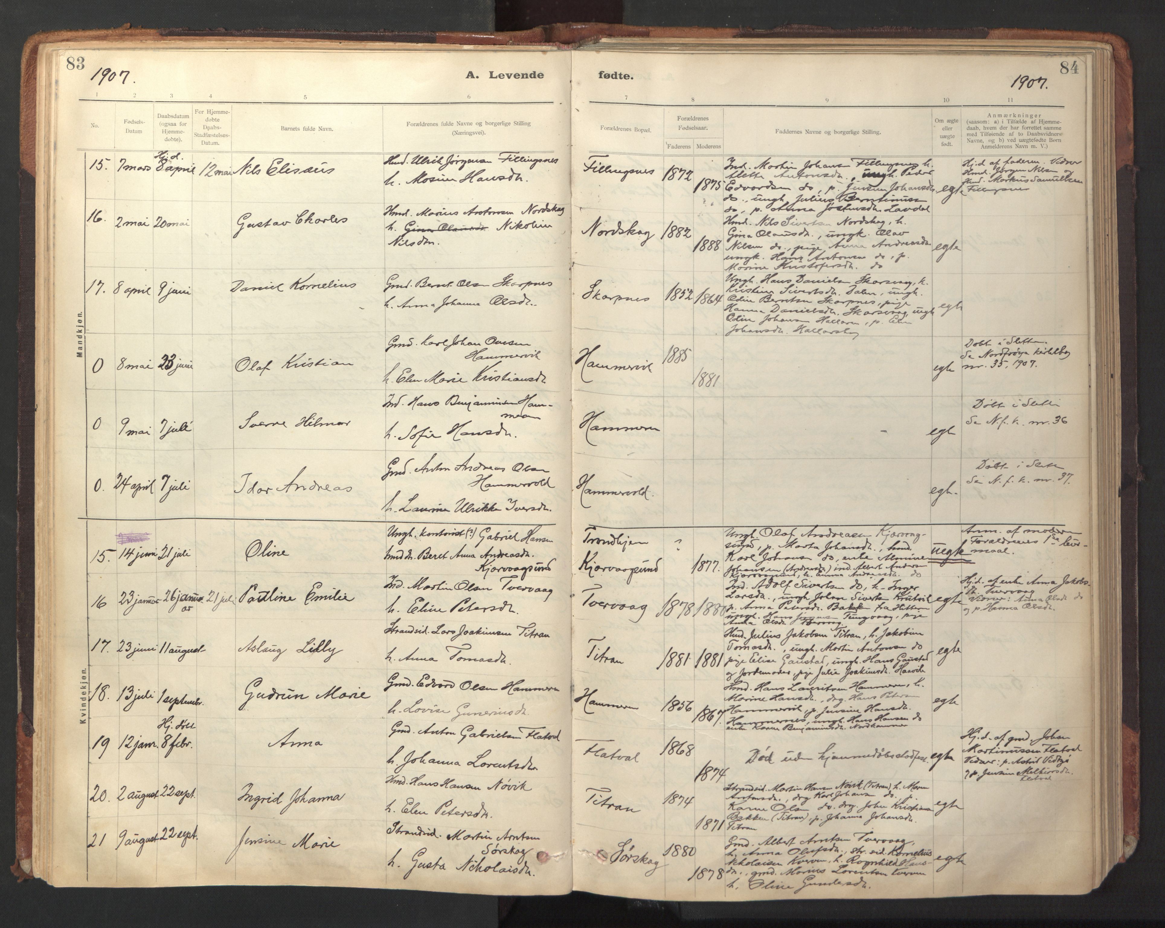 Ministerialprotokoller, klokkerbøker og fødselsregistre - Sør-Trøndelag, AV/SAT-A-1456/641/L0596: Parish register (official) no. 641A02, 1898-1915, p. 83-84