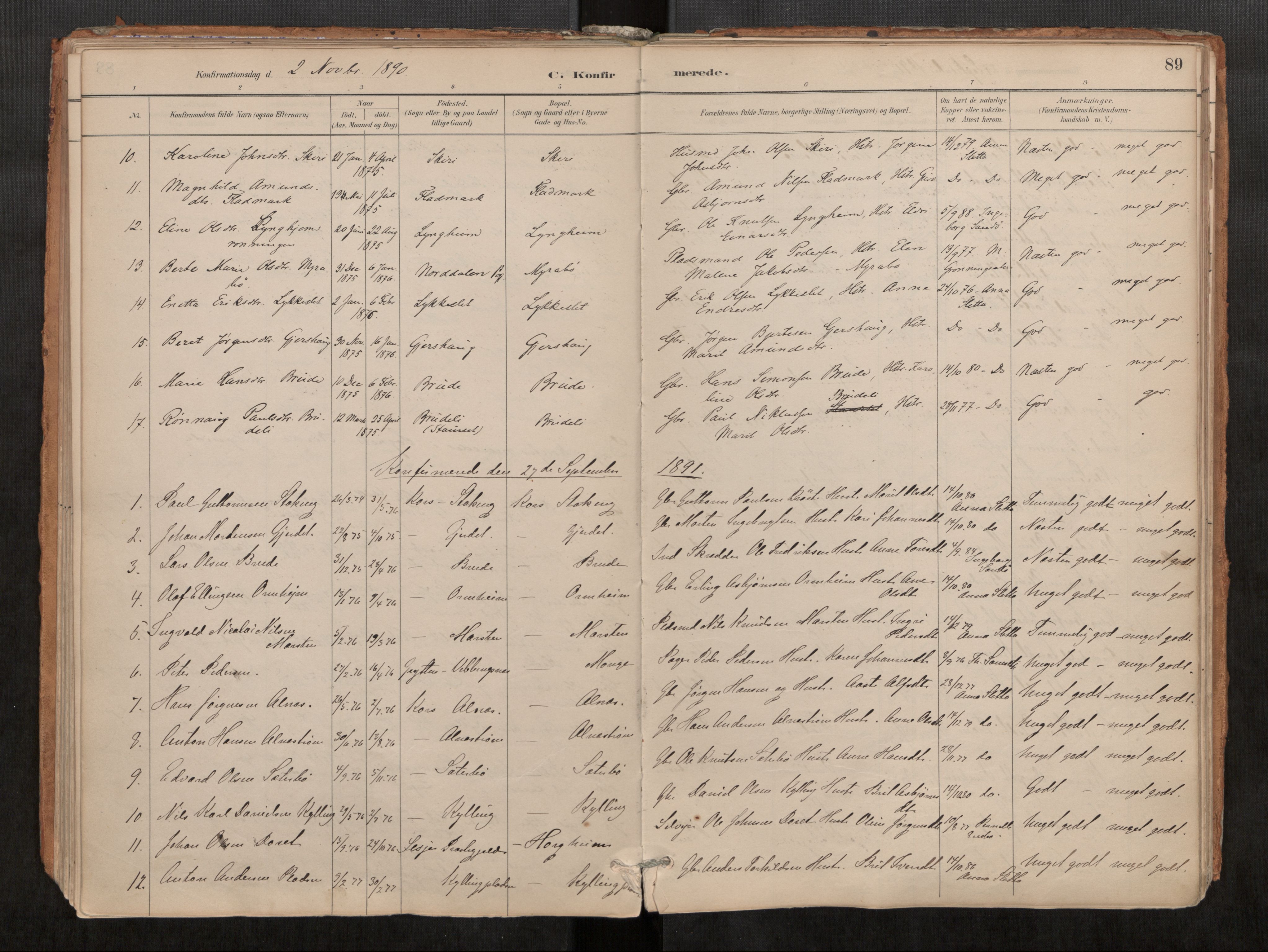 Ministerialprotokoller, klokkerbøker og fødselsregistre - Møre og Romsdal, SAT/A-1454/546/L0599: Parish register (official) no. 546A03, 1882-1920, p. 89
