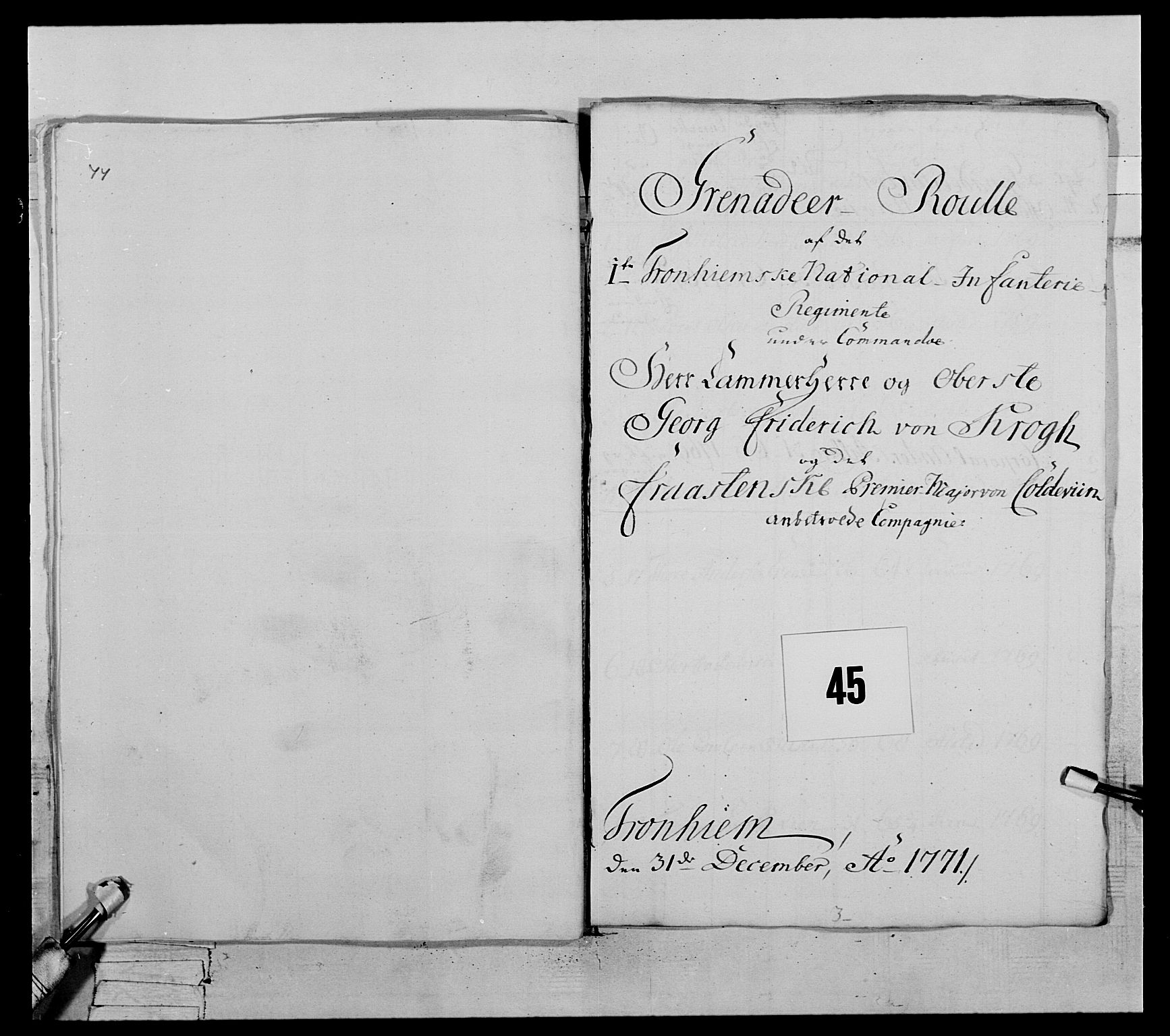 Generalitets- og kommissariatskollegiet, Det kongelige norske kommissariatskollegium, RA/EA-5420/E/Eh/L0071: 1. Trondheimske nasjonale infanteriregiment, 1769-1772, p. 353