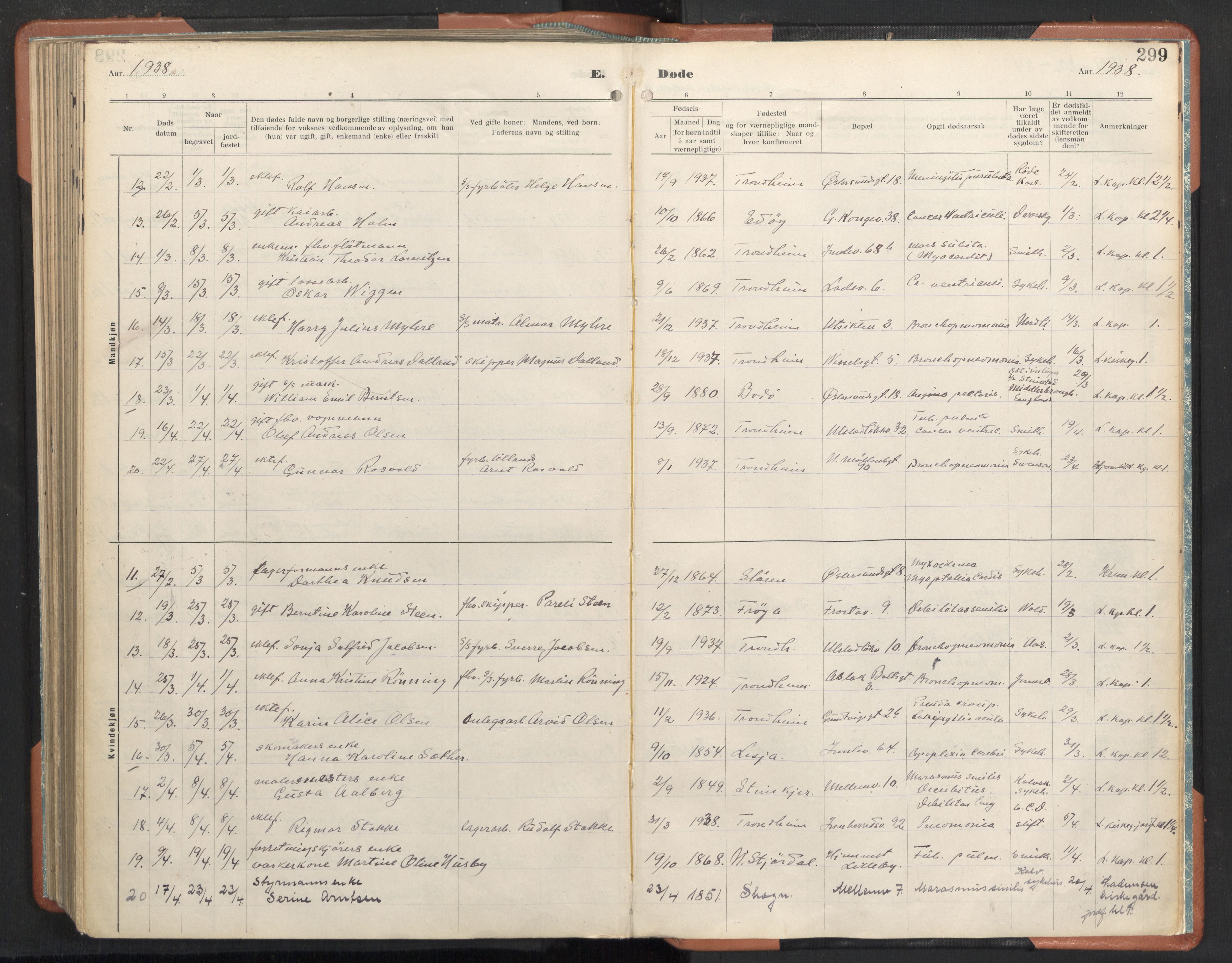 Ministerialprotokoller, klokkerbøker og fødselsregistre - Sør-Trøndelag, AV/SAT-A-1456/605/L0245: Parish register (official) no. 605A07, 1916-1938, p. 299