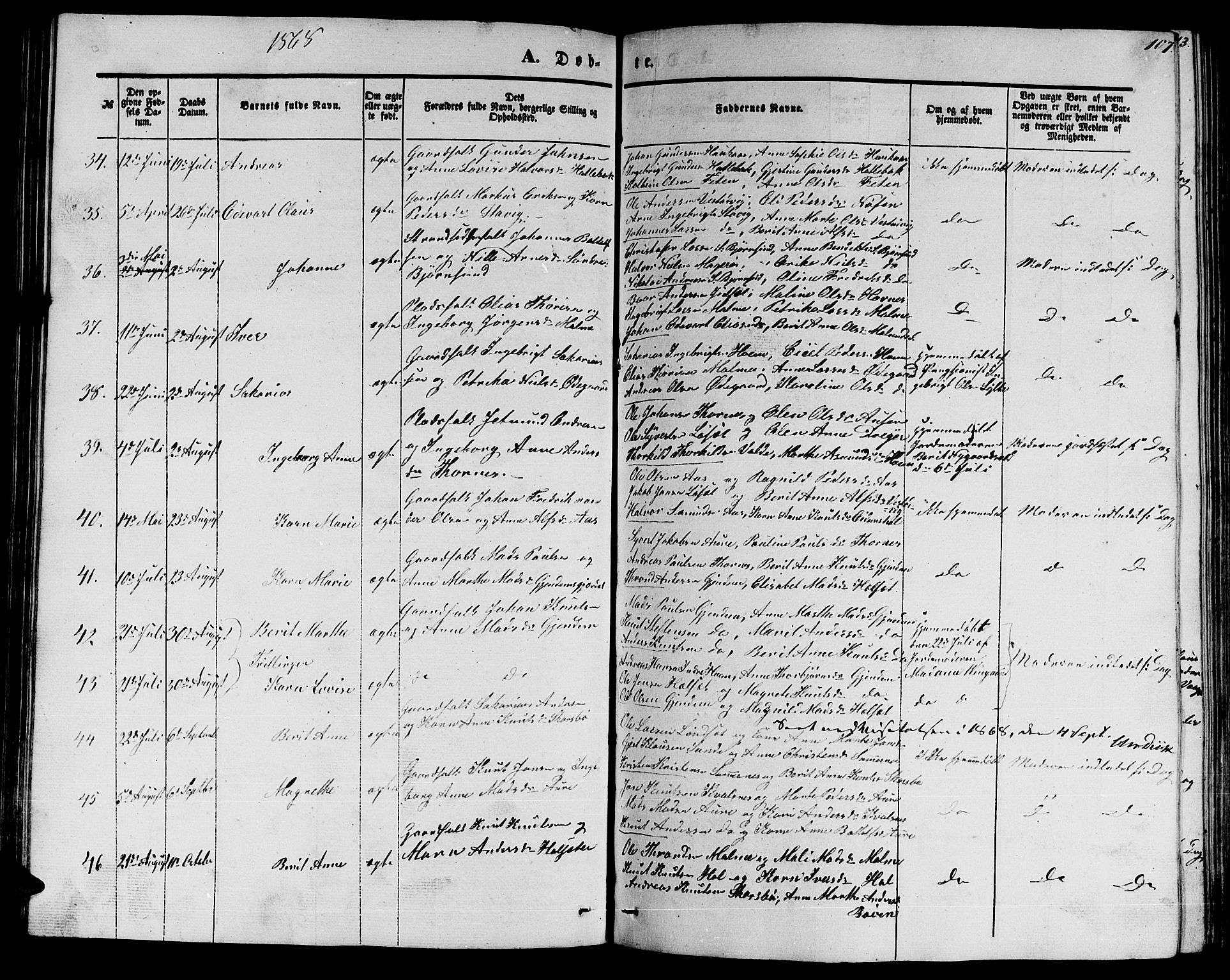 Ministerialprotokoller, klokkerbøker og fødselsregistre - Møre og Romsdal, AV/SAT-A-1454/565/L0753: Parish register (copy) no. 565C02, 1845-1870, p. 107