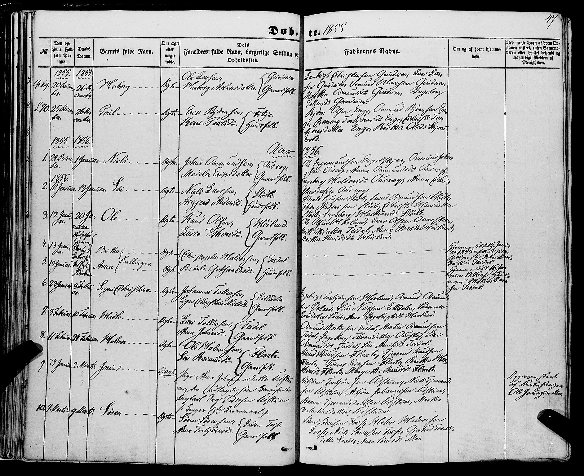 Etne sokneprestembete, AV/SAB-A-75001/H/Haa: Parish register (official) no. A 8, 1848-1862, p. 47