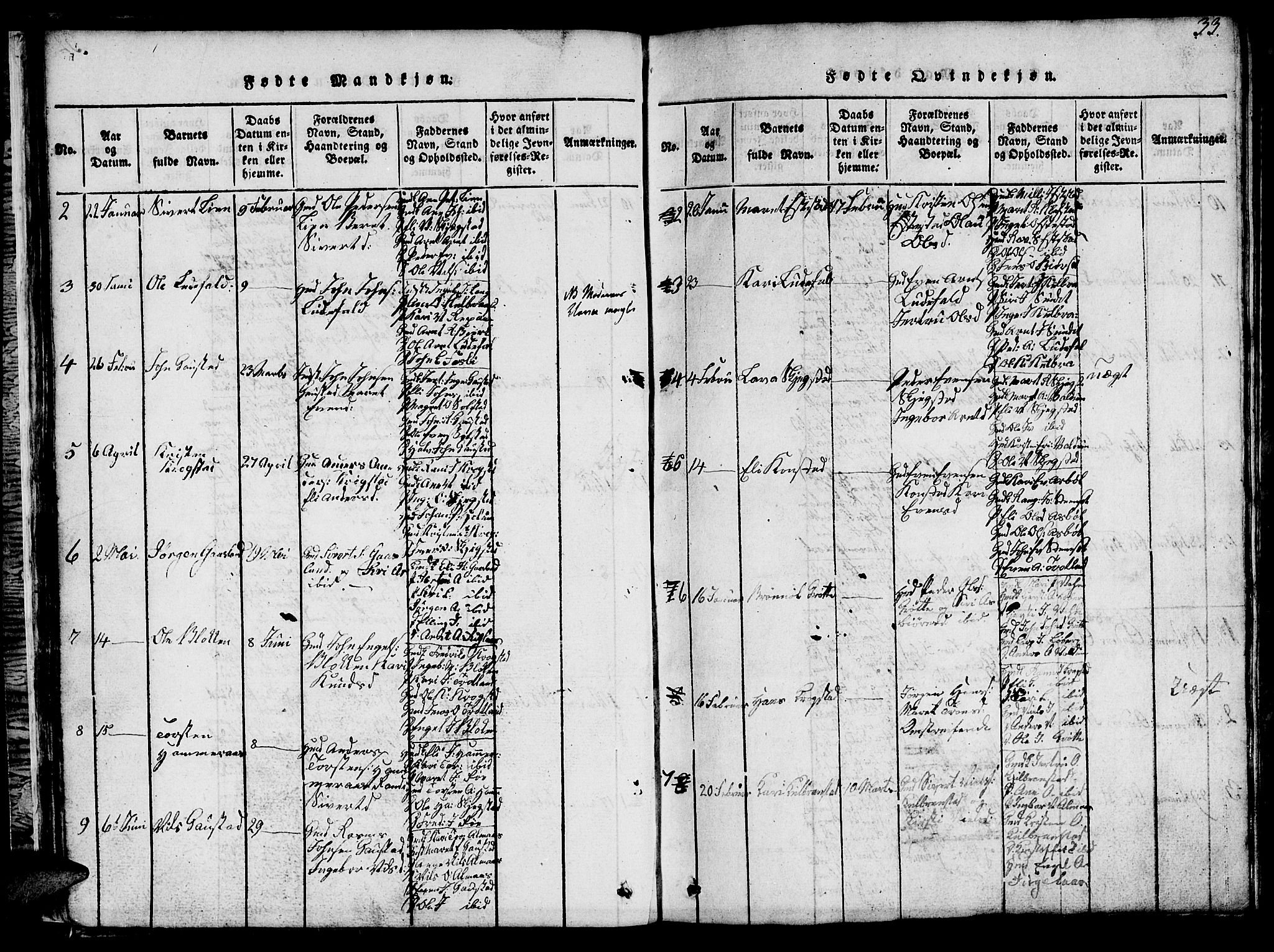Ministerialprotokoller, klokkerbøker og fødselsregistre - Sør-Trøndelag, SAT/A-1456/694/L1130: Parish register (copy) no. 694C02, 1816-1857, p. 33