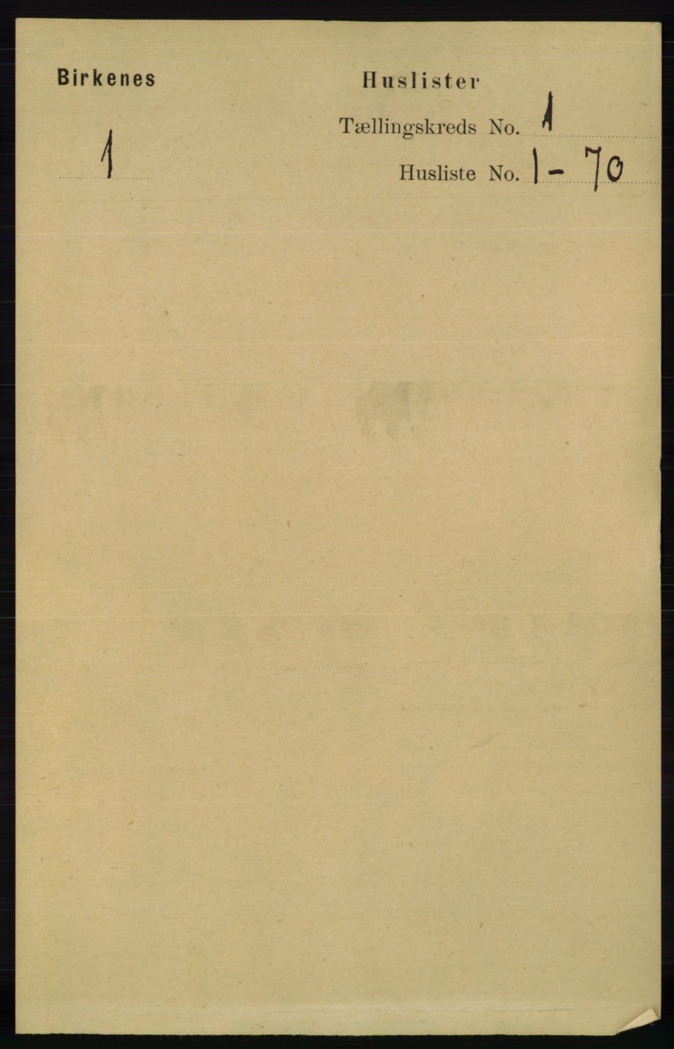 RA, 1891 Census for 0928 Birkenes, 1891, p. 20