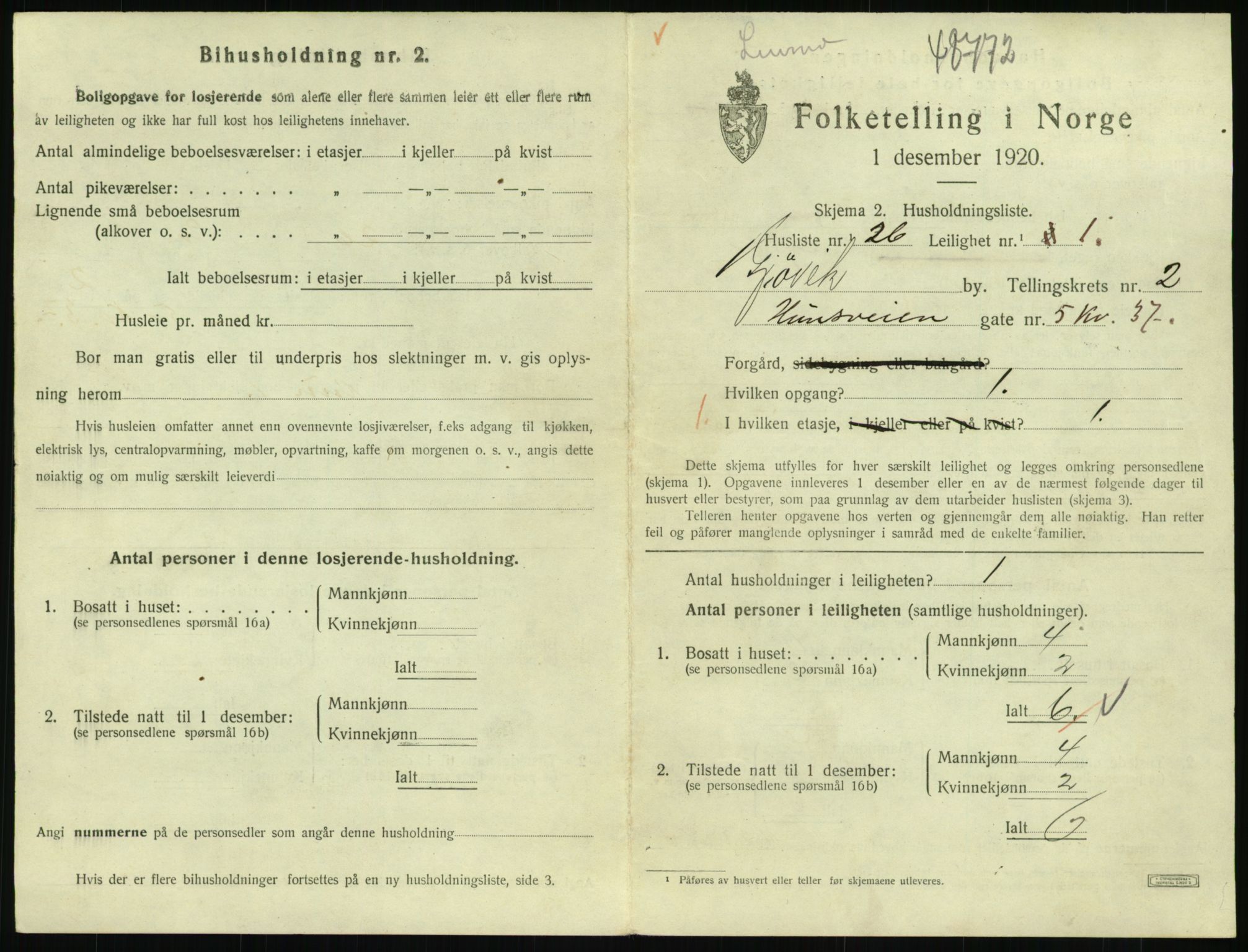 SAH, 1920 census for Gjøvik, 1920, p. 1174