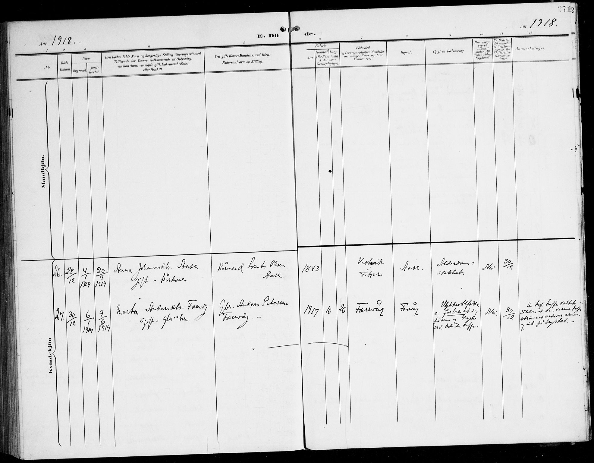 Tysnes sokneprestembete, AV/SAB-A-78601/H/Haa: Parish register (official) no. D 2, 1905-1922, p. 271