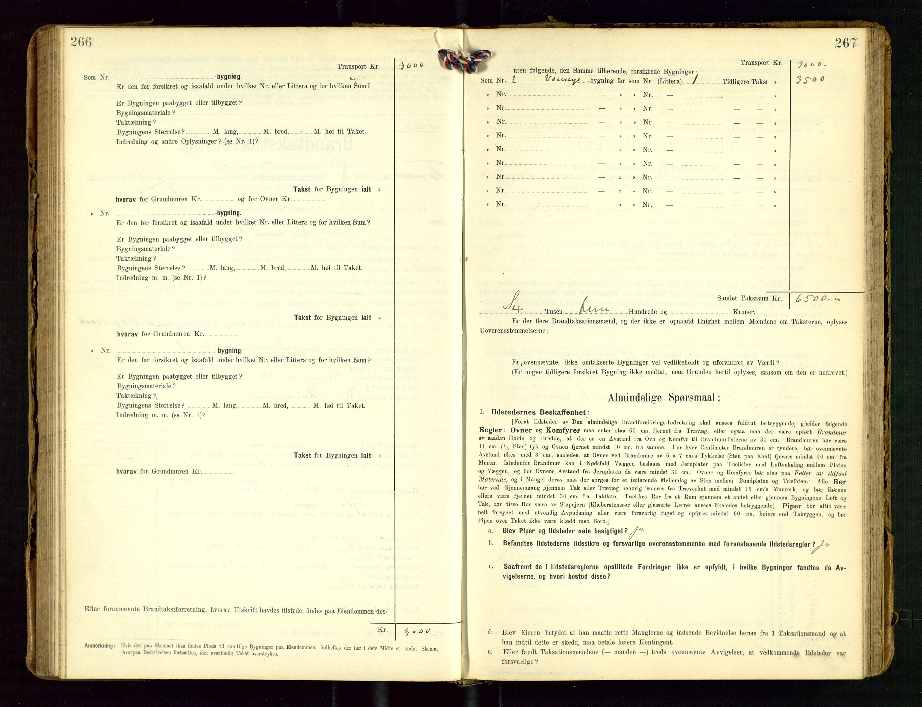 Torvestad lensmannskontor, SAST/A-100307/1/Gob/L0004: "Brandtaxationsprotokol for Torvestad Lensmannsdistrikt", 1909-1923, p. 266-267