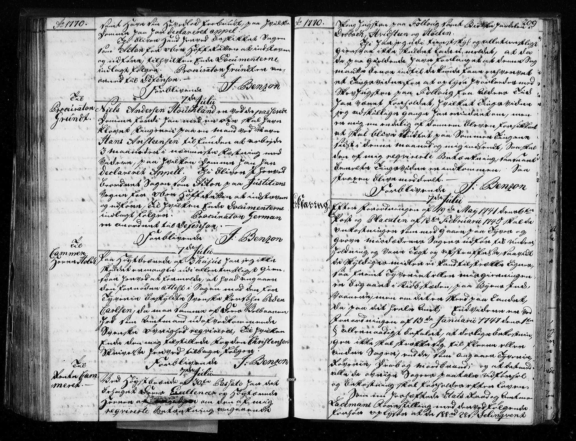 Stattholderembetet 1572-1771, RA/EA-2870/Bf/L0008: Stattholderprotokoll (allmenn kopibok), 1769-1770, p. 208b-209a