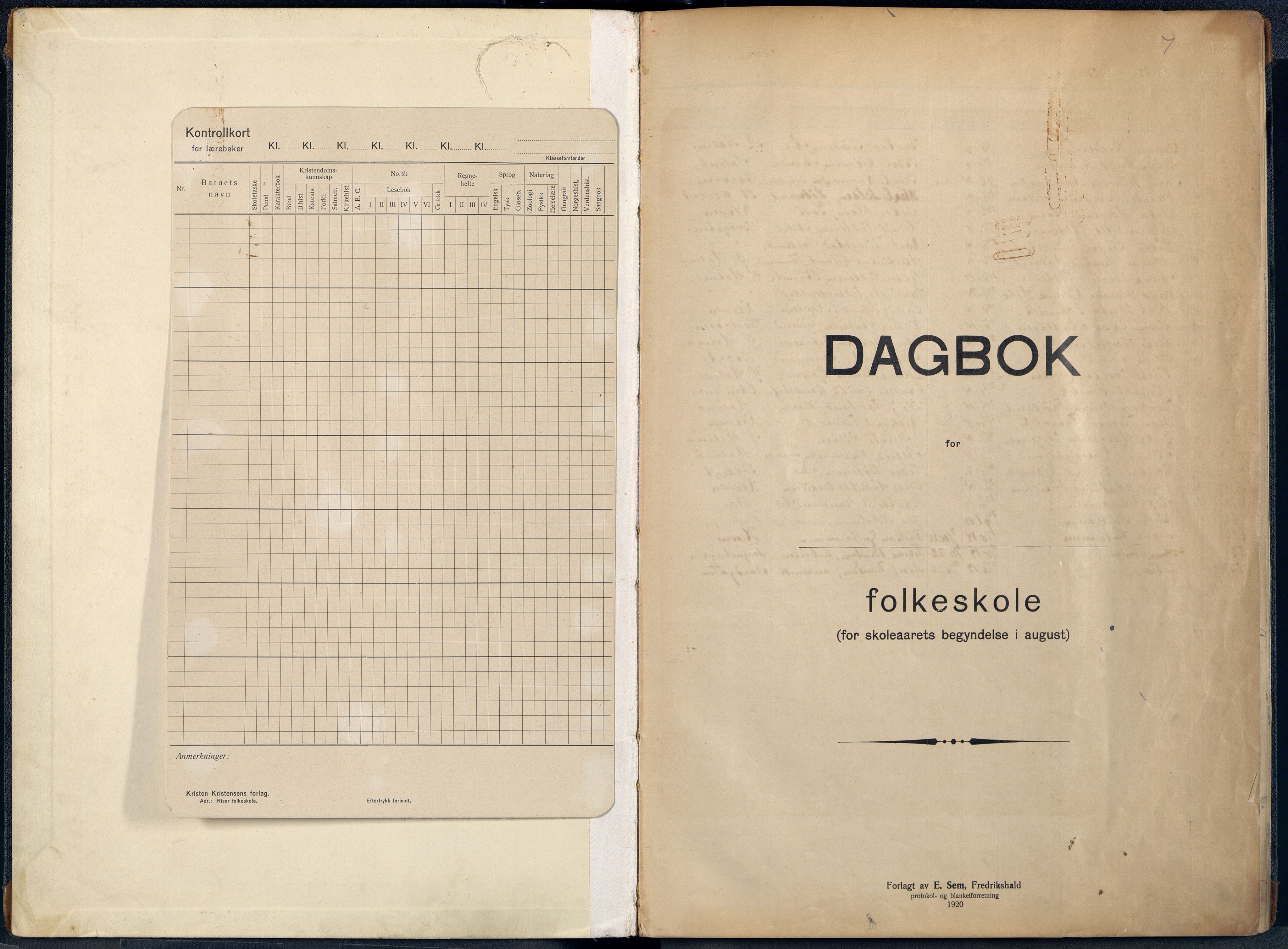 Mandal By - Mandal Allmueskole/Folkeskole/Skole, ARKSOR/1002MG551/I/L0040: Dagbok, 1922-1929