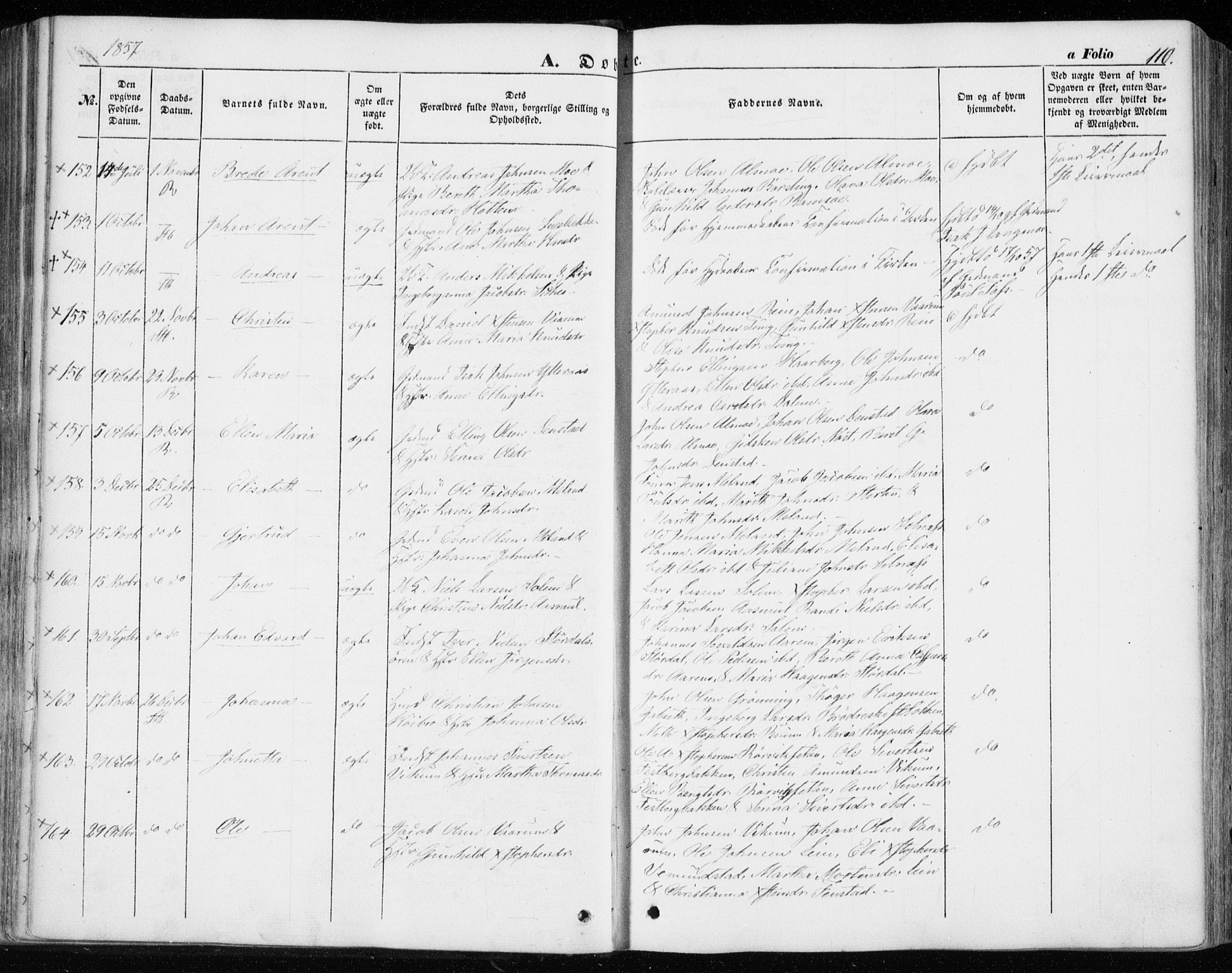 Ministerialprotokoller, klokkerbøker og fødselsregistre - Sør-Trøndelag, AV/SAT-A-1456/646/L0611: Parish register (official) no. 646A09, 1848-1857, p. 110