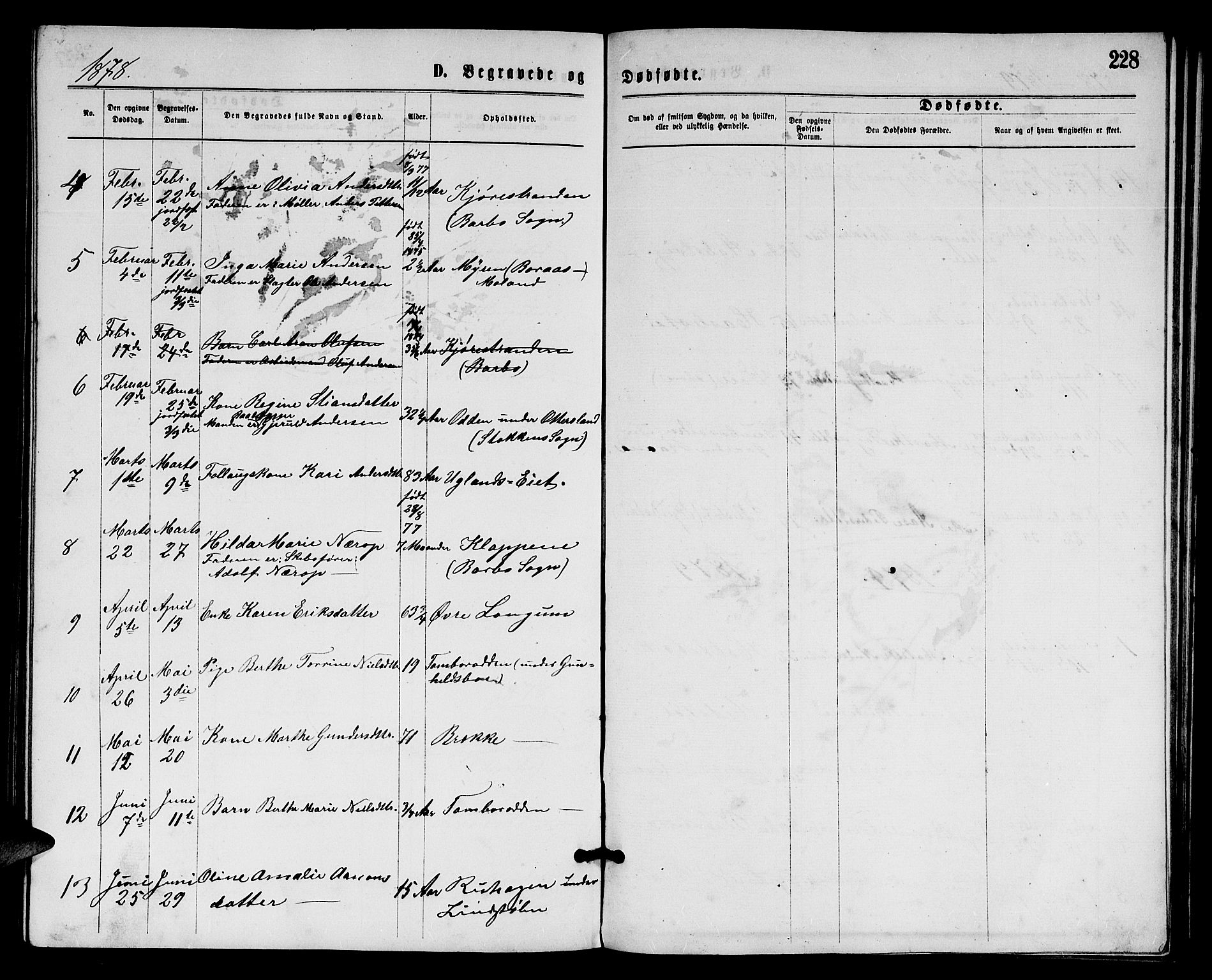 Austre Moland sokneprestkontor, AV/SAK-1111-0001/F/Fb/Fba/L0002: Parish register (copy) no. B 2, 1869-1879, p. 228