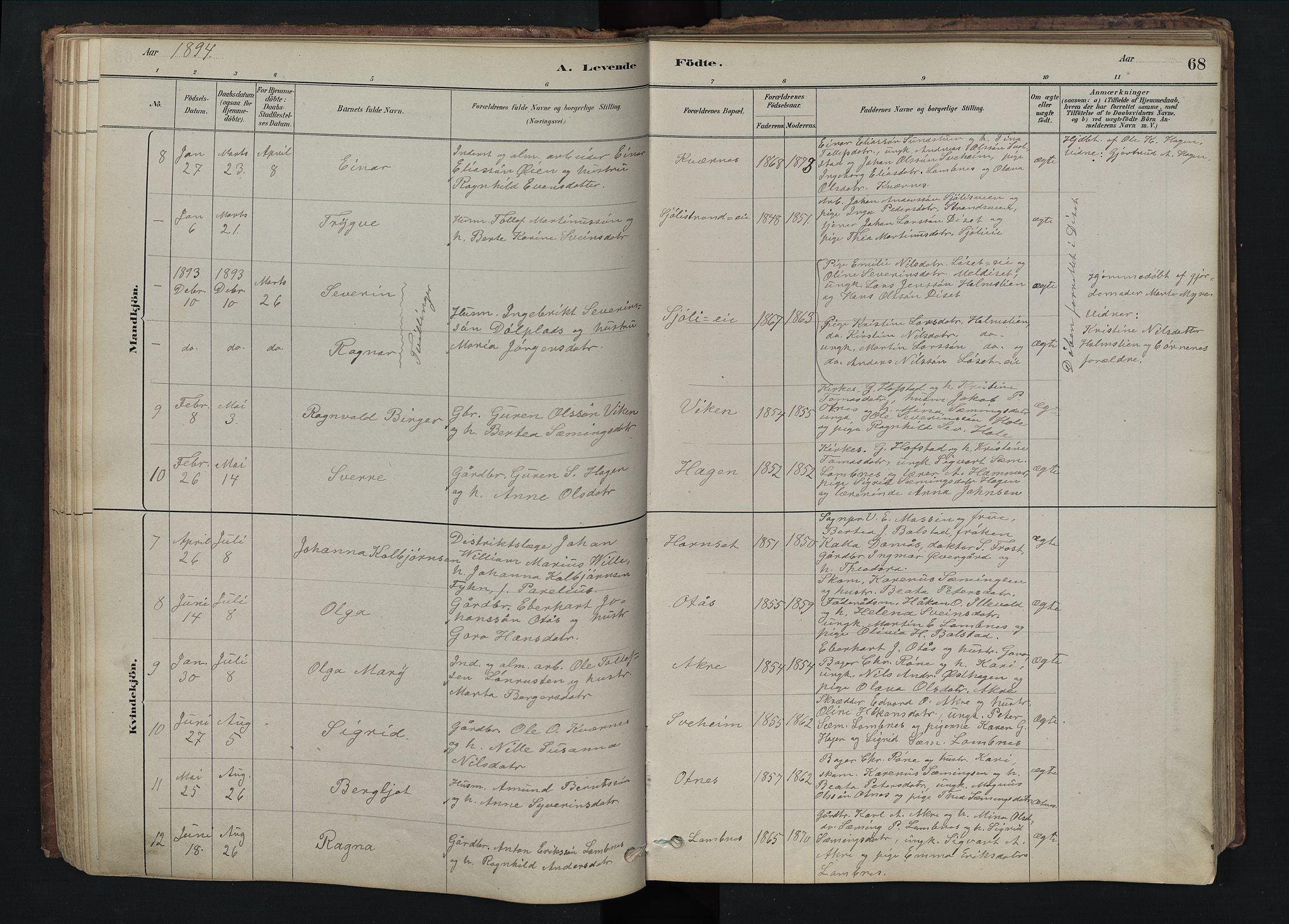Rendalen prestekontor, SAH/PREST-054/H/Ha/Hab/L0009: Parish register (copy) no. 9, 1879-1902, p. 68
