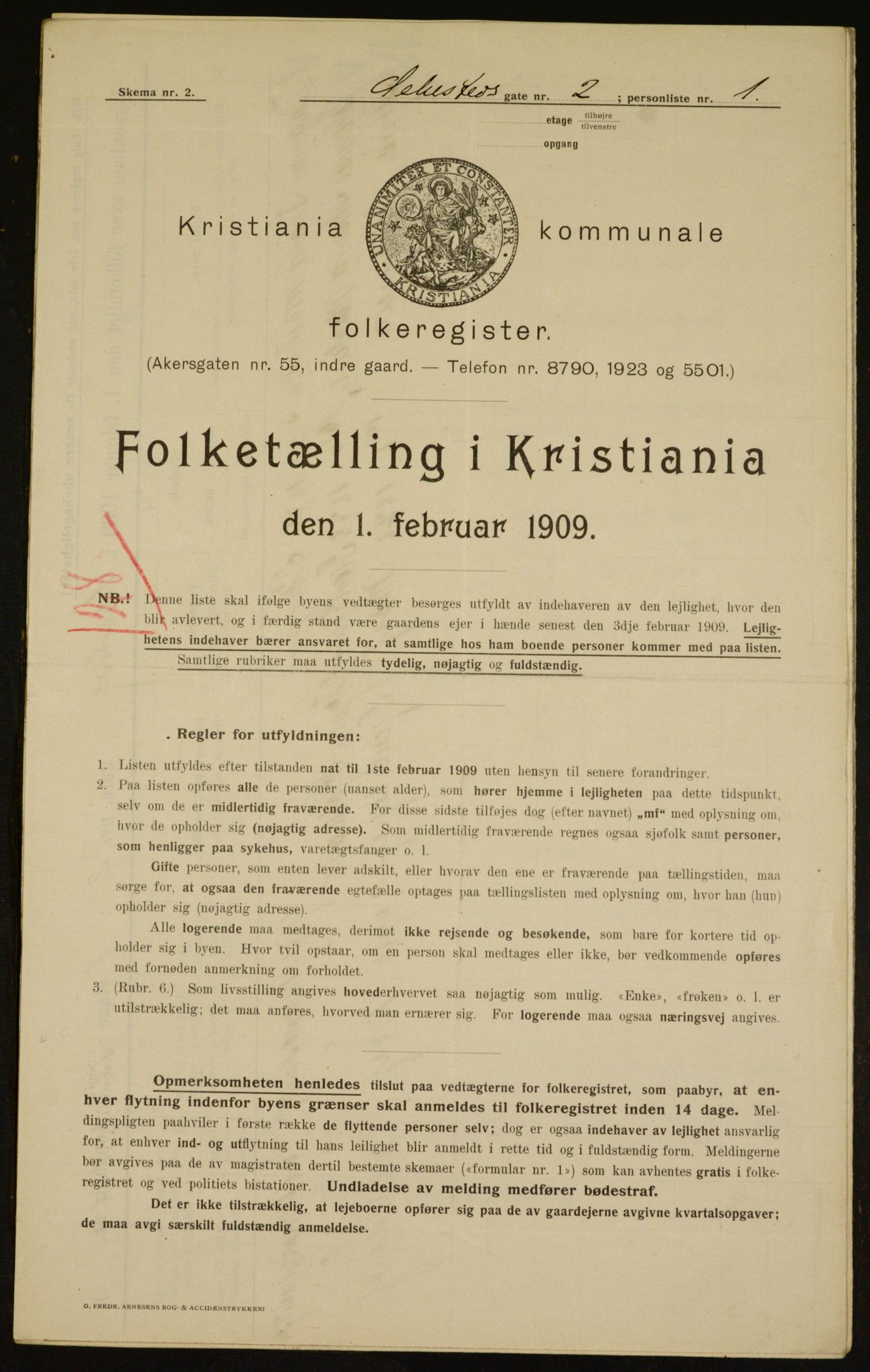 OBA, Municipal Census 1909 for Kristiania, 1909, p. 85127