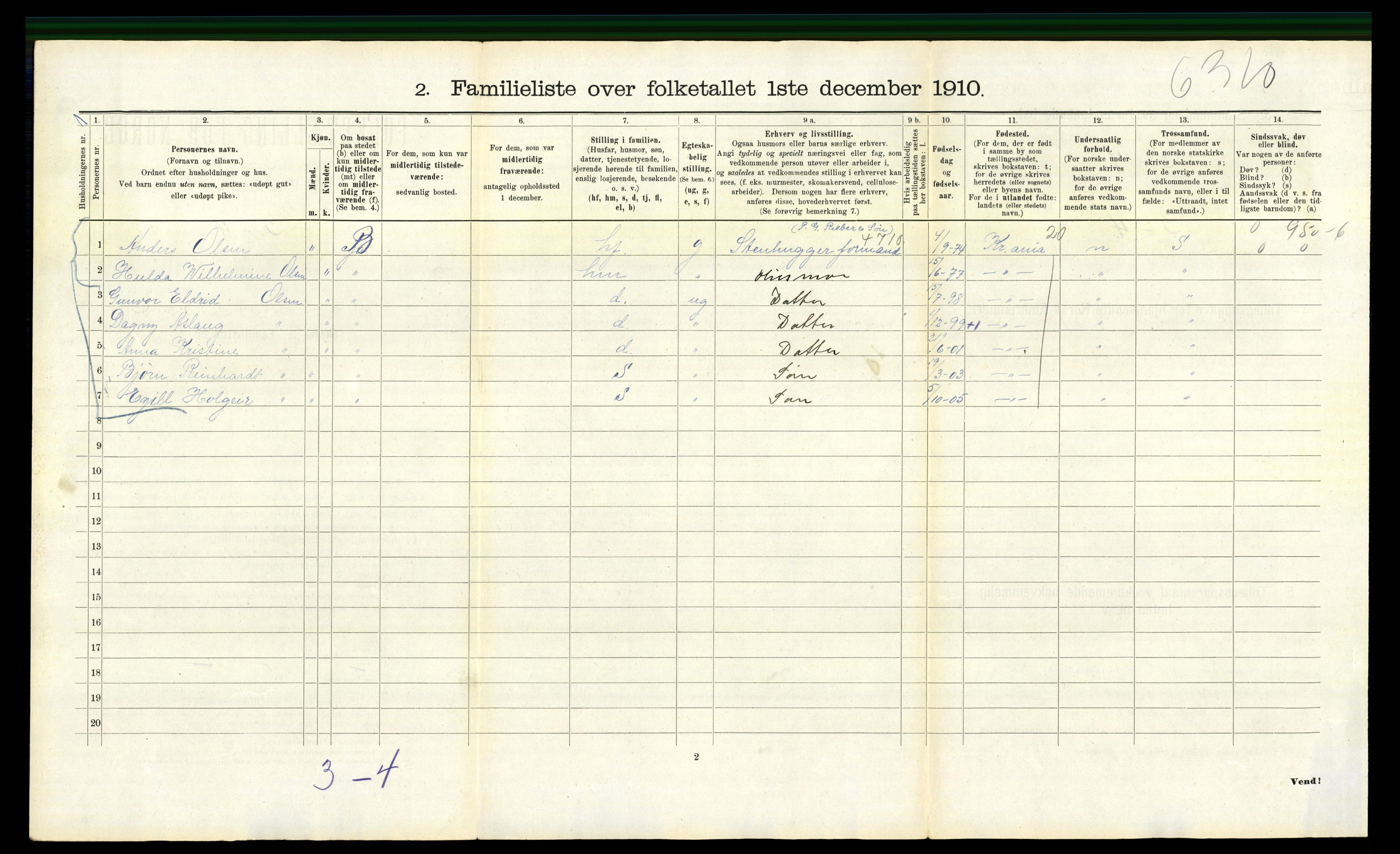 RA, 1910 census for Bergen, 1910, p. 7394