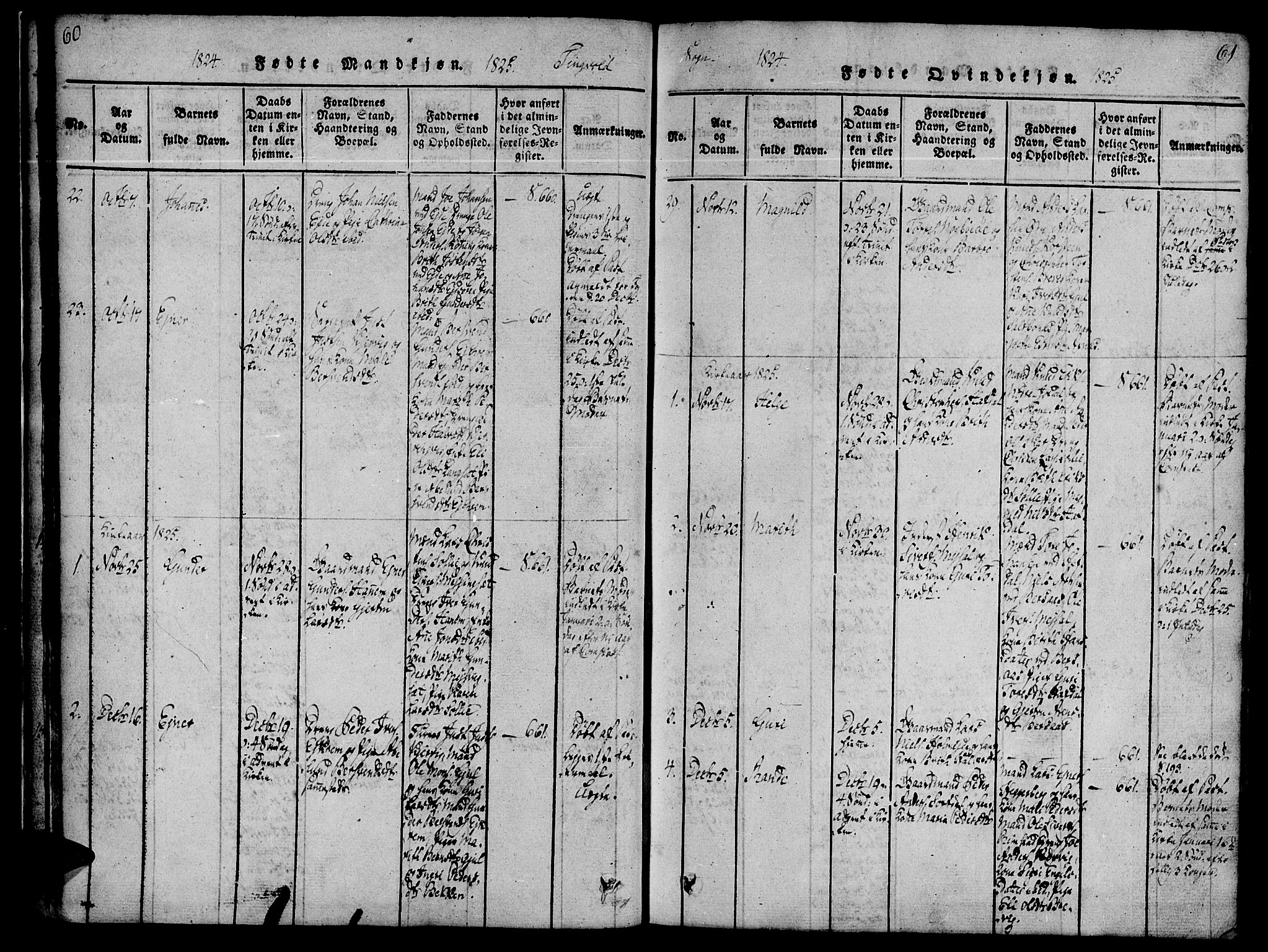 Ministerialprotokoller, klokkerbøker og fødselsregistre - Møre og Romsdal, SAT/A-1454/586/L0982: Parish register (official) no. 586A08, 1819-1829, p. 60-61