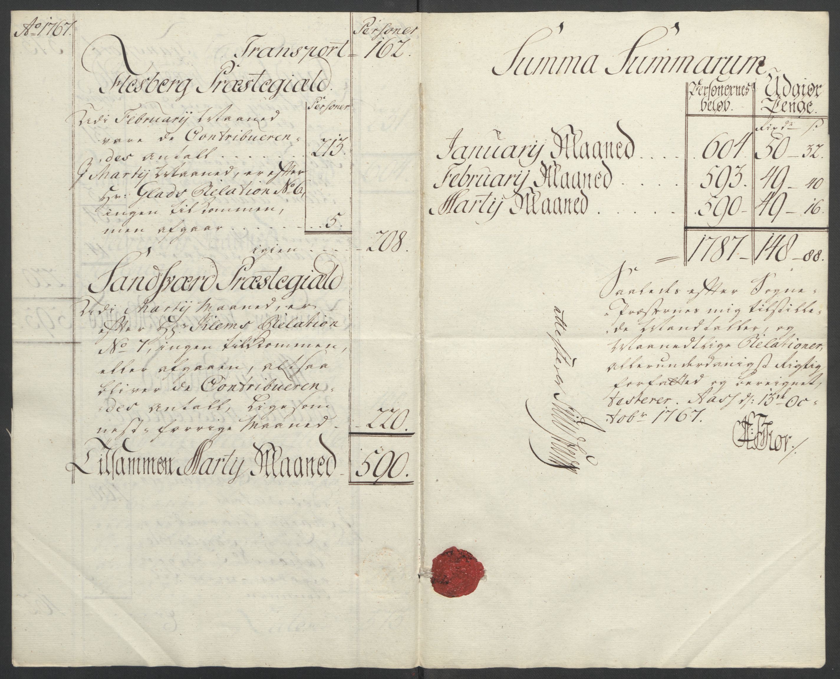 Rentekammeret inntil 1814, Reviderte regnskaper, Fogderegnskap, AV/RA-EA-4092/R24/L1672: Ekstraskatten Numedal og Sandsvær, 1762-1767, p. 331